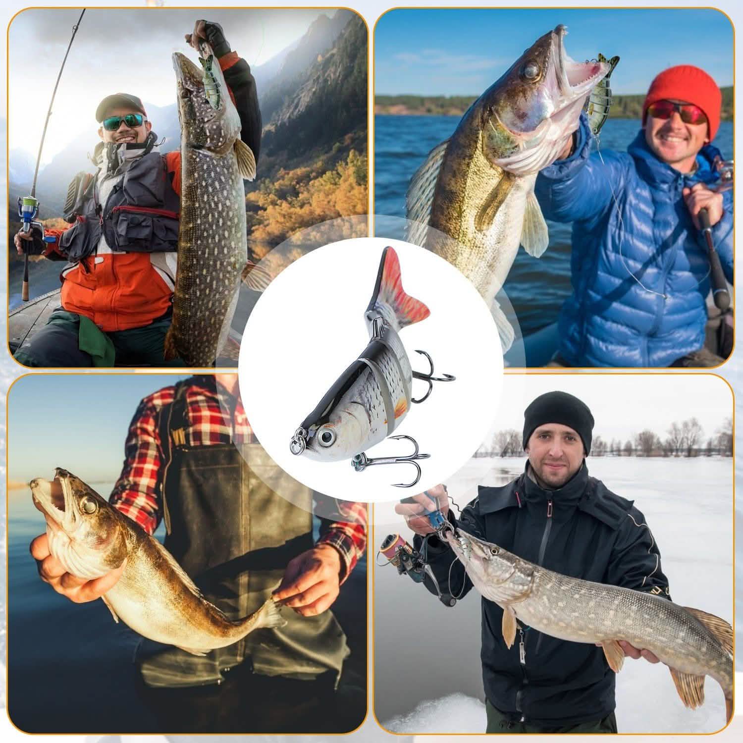 4-Piece: 6 Segment Multi Jointed Lifelike Fish Lures Outdoor Recreation - Tophatter Daily Deals