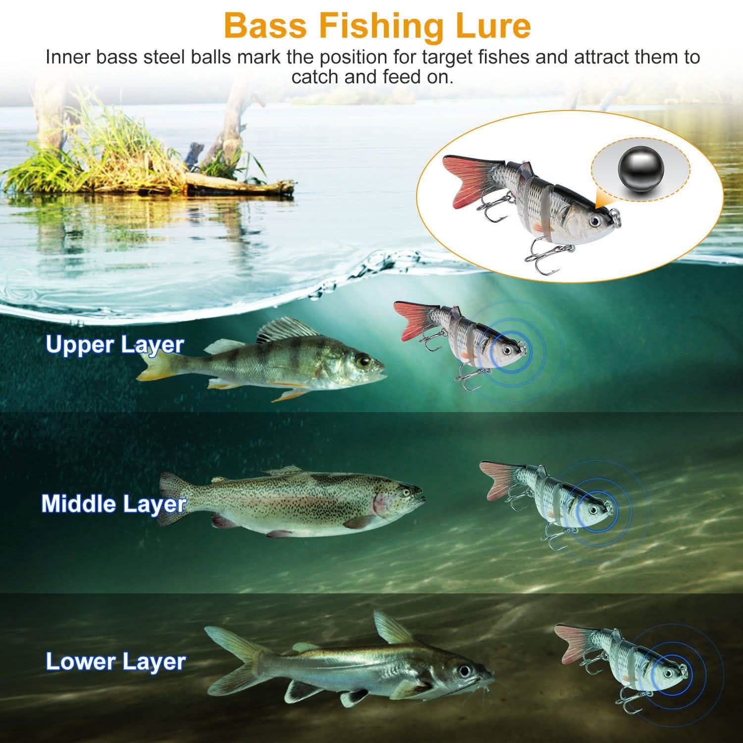 4-Piece: 6 Segment Multi Jointed Lifelike Fish Lures Outdoor Recreation - Tophatter Daily Deals