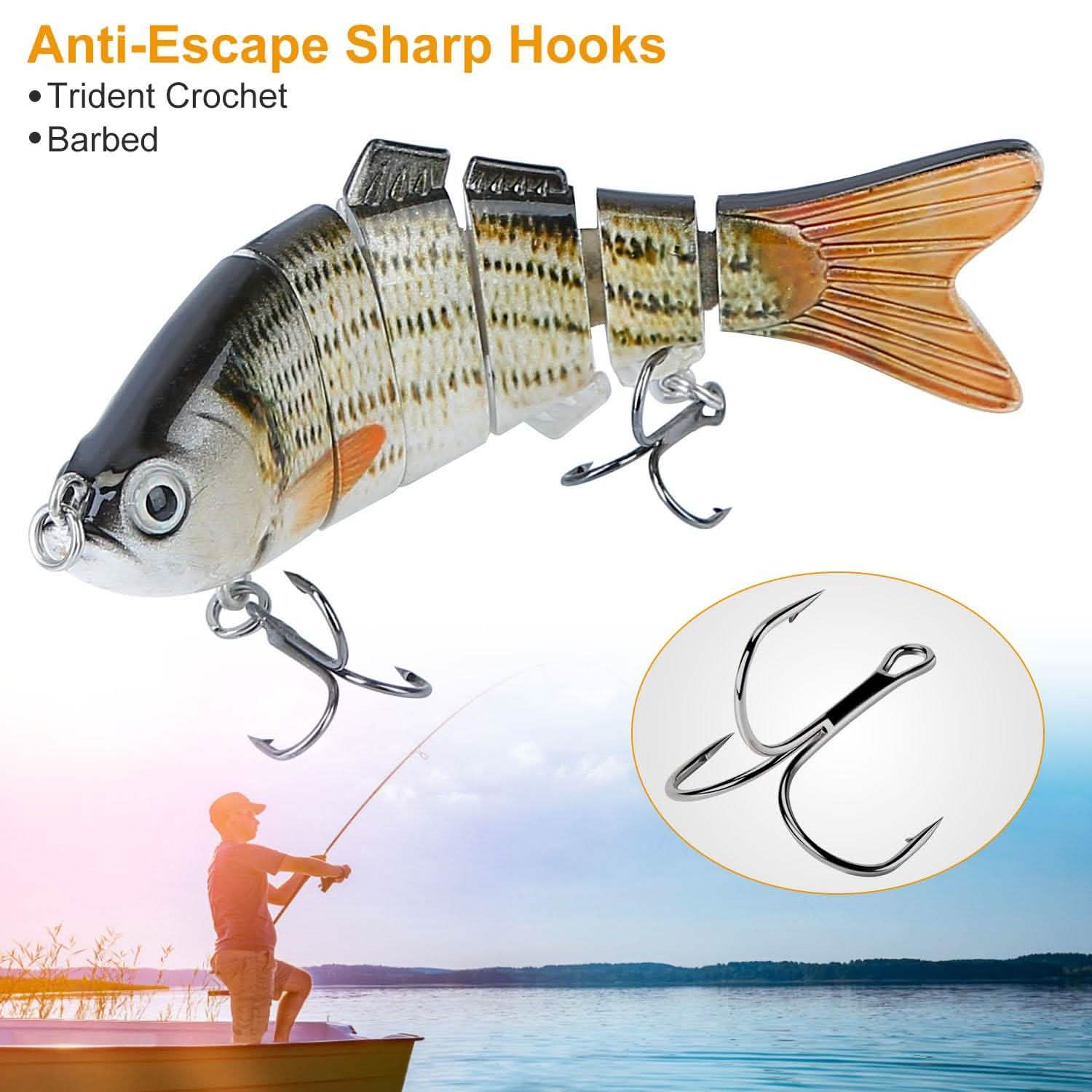 4-Piece: 6 Segment Multi Jointed Lifelike Fish Lures Outdoor Recreation - Tophatter Daily Deals