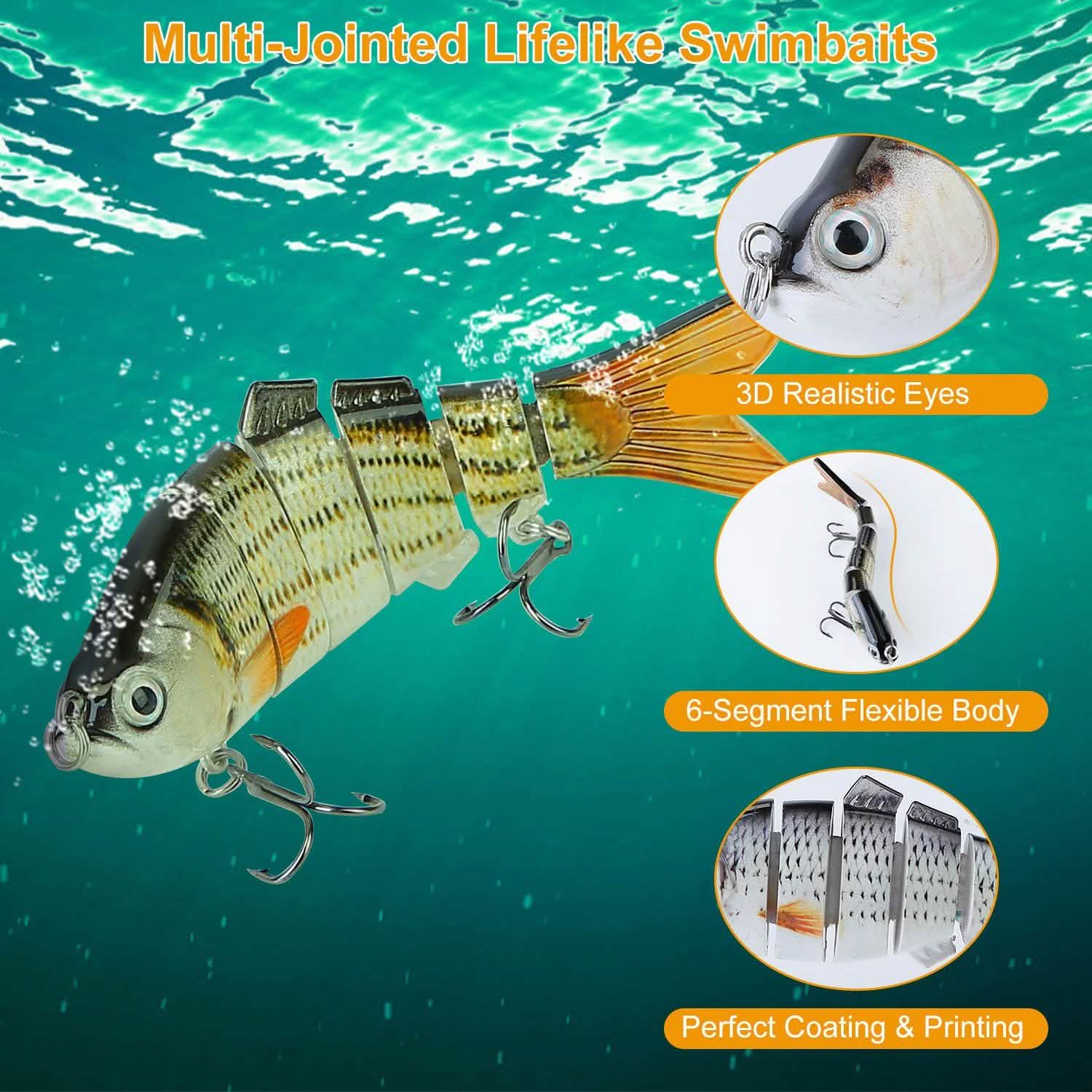 4-Piece: 6 Segment Multi Jointed Lifelike Fish Lures Outdoor Recreation - Tophatter Daily Deals
