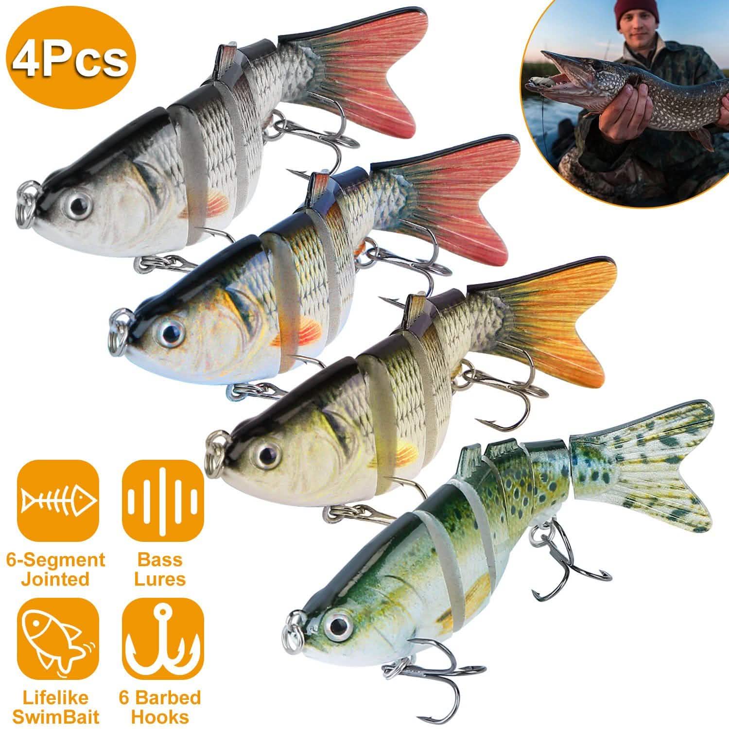 4-Piece: 6 Segment Multi Jointed Lifelike Fish Lures Outdoor Recreation - Tophatter Daily Deals