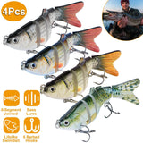 4-Piece: 6 Segment Multi Jointed Lifelike Fish Lures Outdoor Recreation - Tophatter Daily Deals