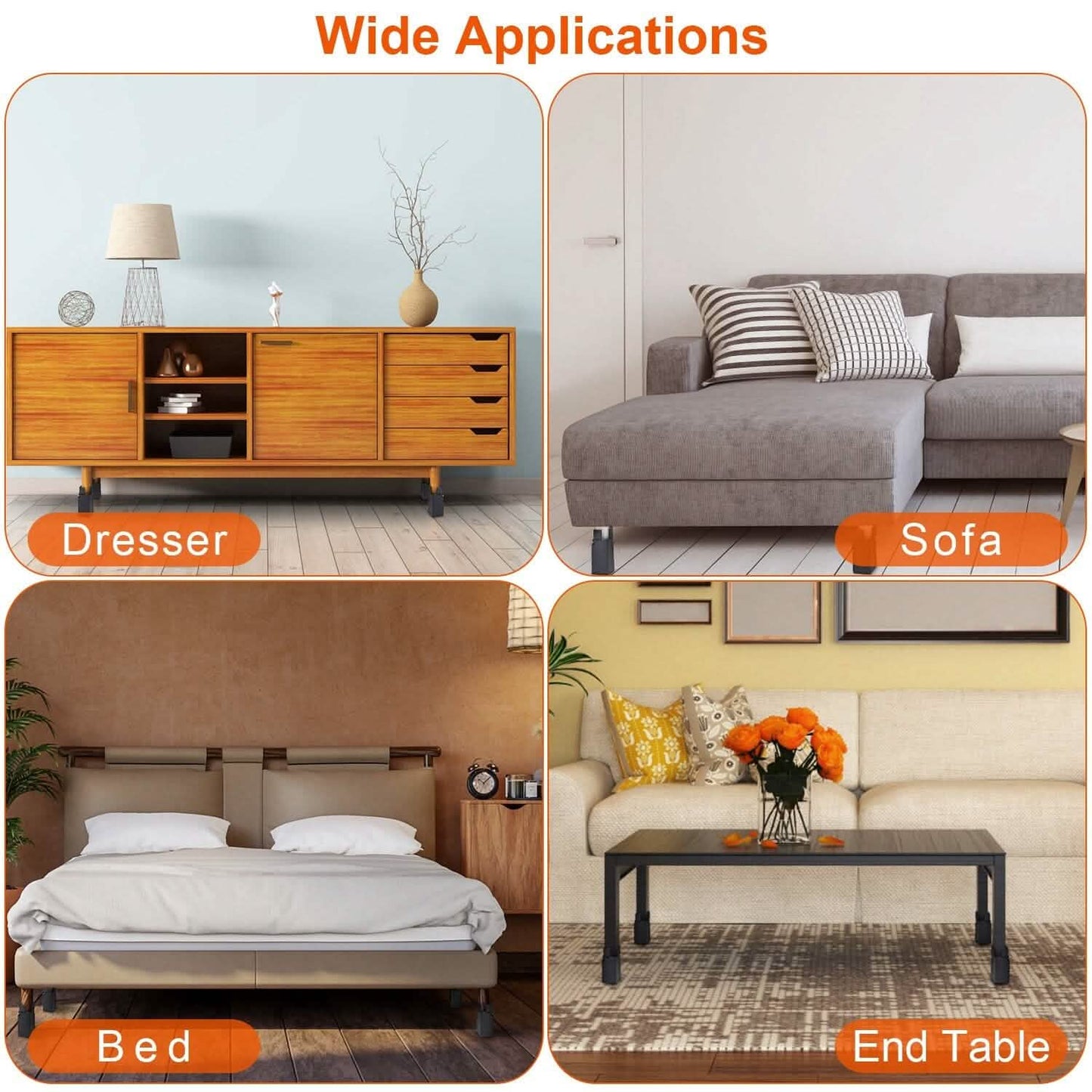 4-Piece: Adjustable Bed Riser with Screw Clamp Home Improvement - Tophatter Daily Deals