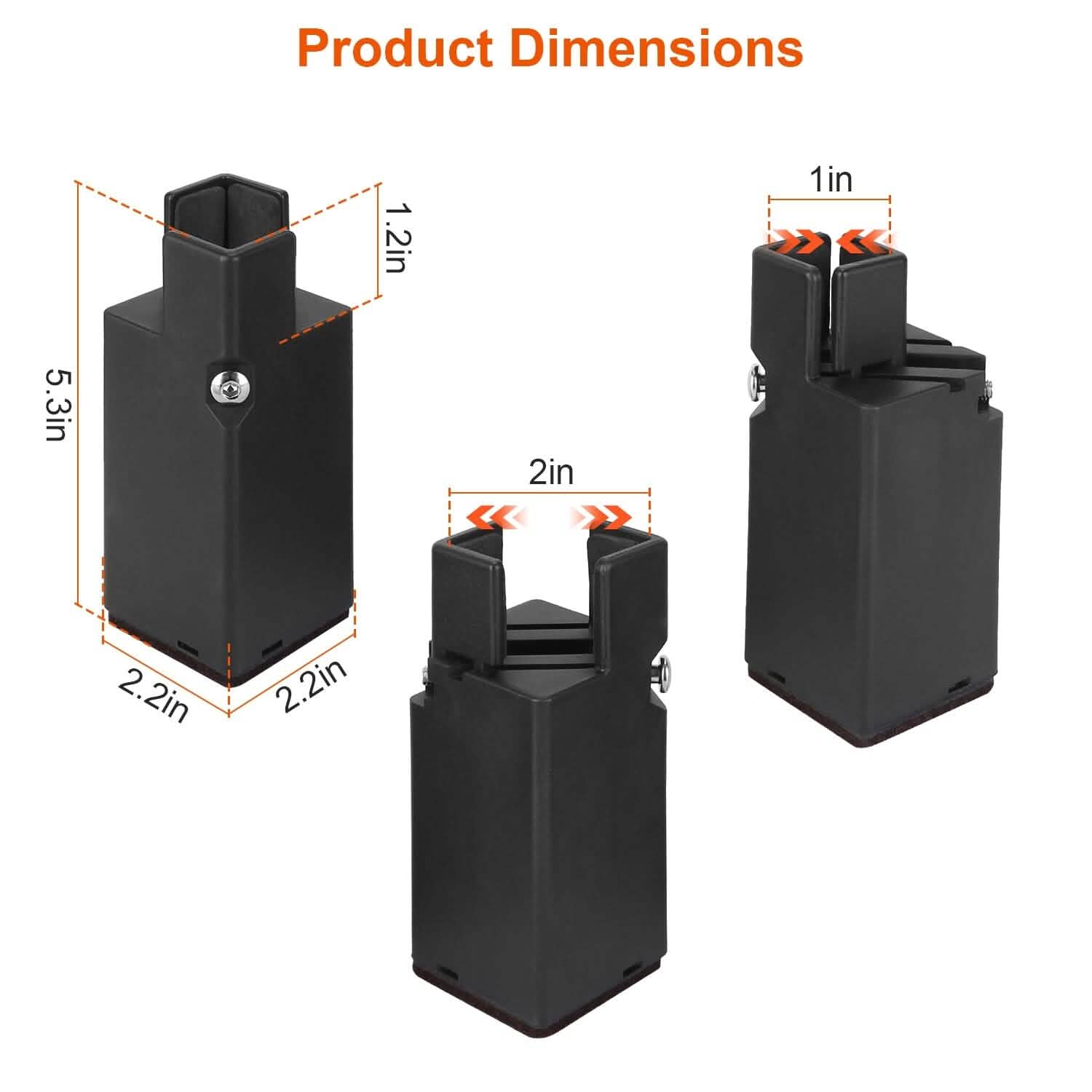 4-Piece: Adjustable Bed Riser with Screw Clamp Home Improvement - Tophatter Daily Deals