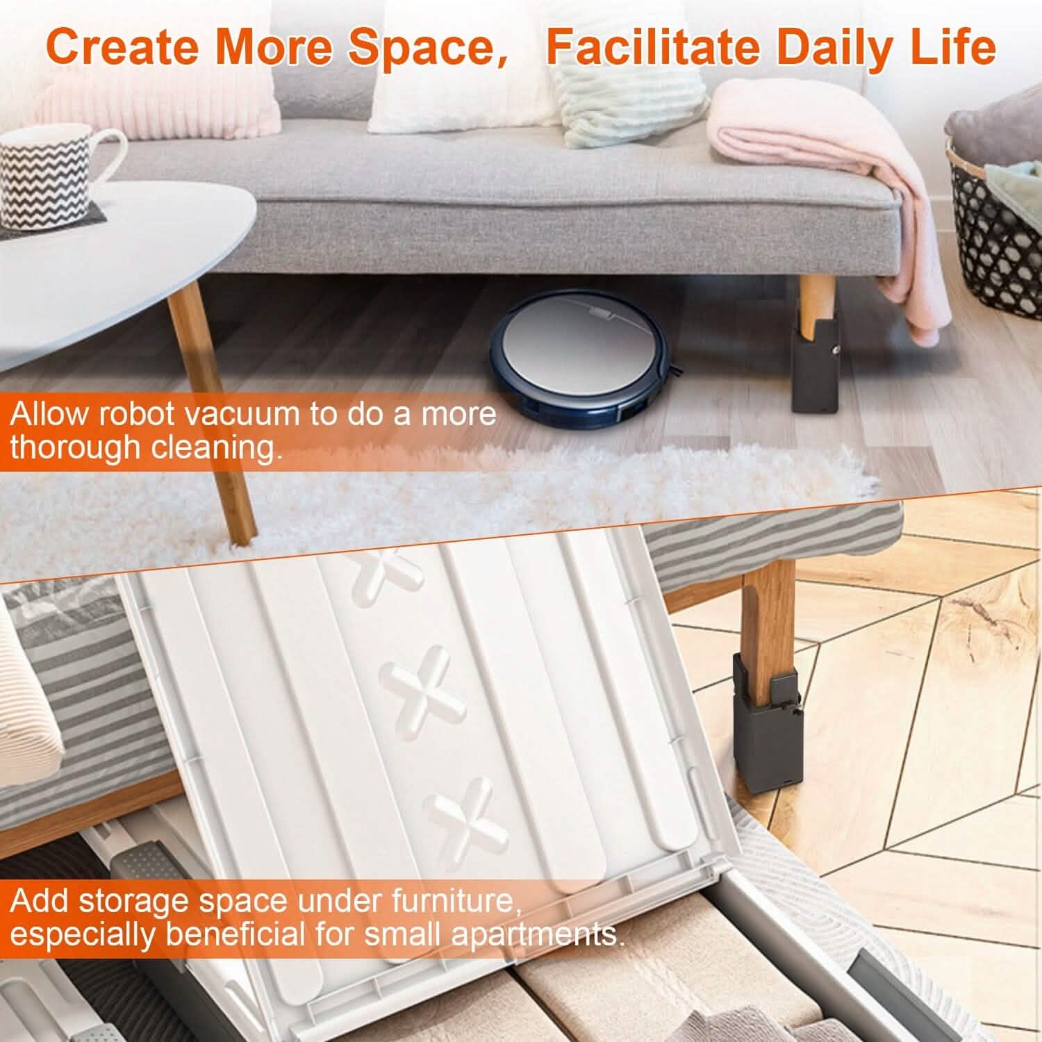 4-Piece: Adjustable Bed Riser with Screw Clamp Home Improvement - Tophatter Daily Deals
