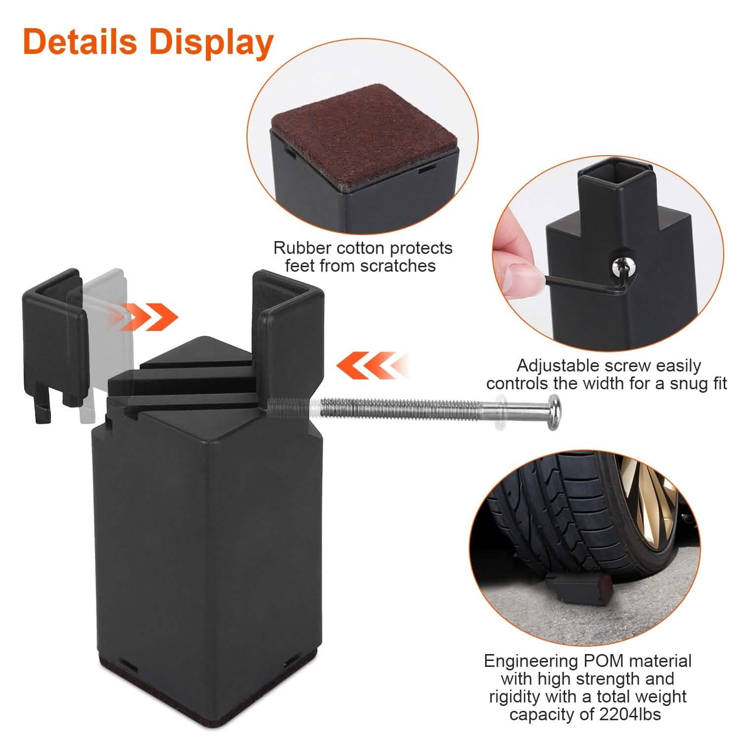 4-Piece: Adjustable Bed Riser with Screw Clamp Home Improvement - Tophatter Daily Deals