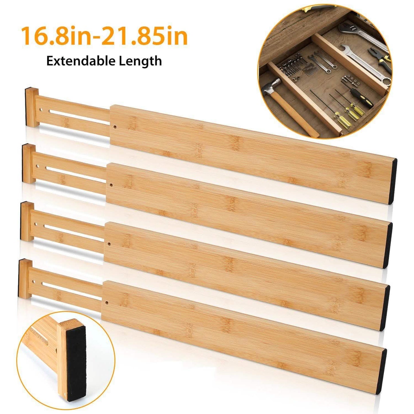 4-Piece: Adjustable Drawer Divider Storage & Organization - Tophatter Daily Deals
