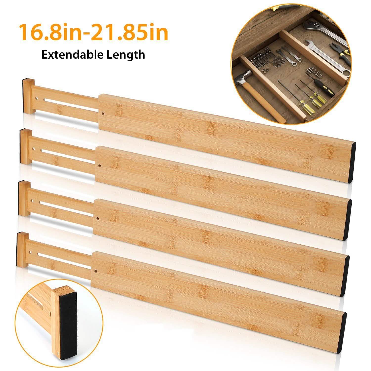 4-Piece: Adjustable Drawer Divider Storage & Organization - Tophatter Daily Deals