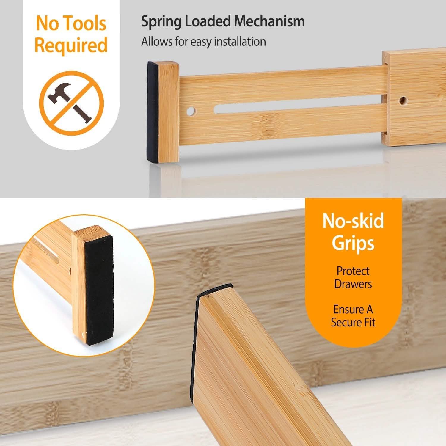 4-Piece: Adjustable Drawer Divider Storage & Organization - Tophatter Daily Deals