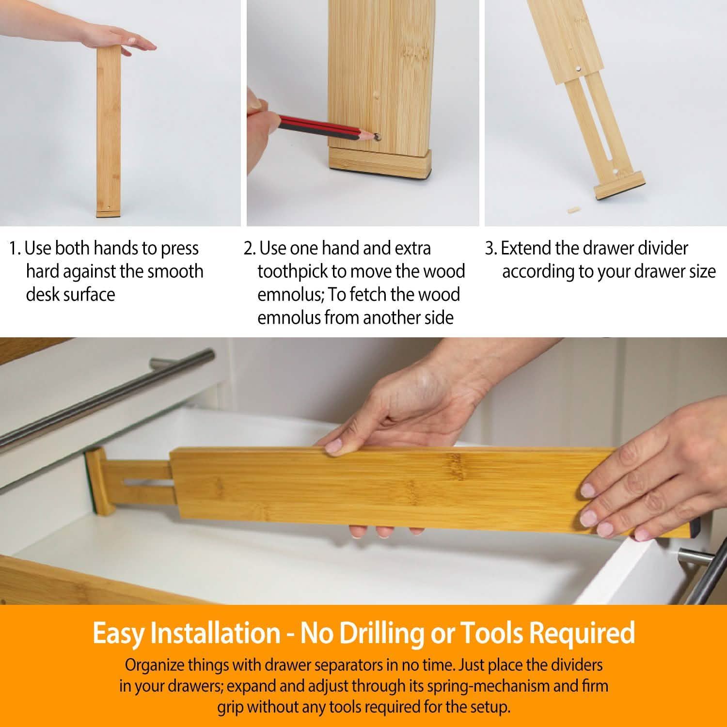 4-Piece: Adjustable Drawer Divider Storage & Organization - Tophatter Daily Deals