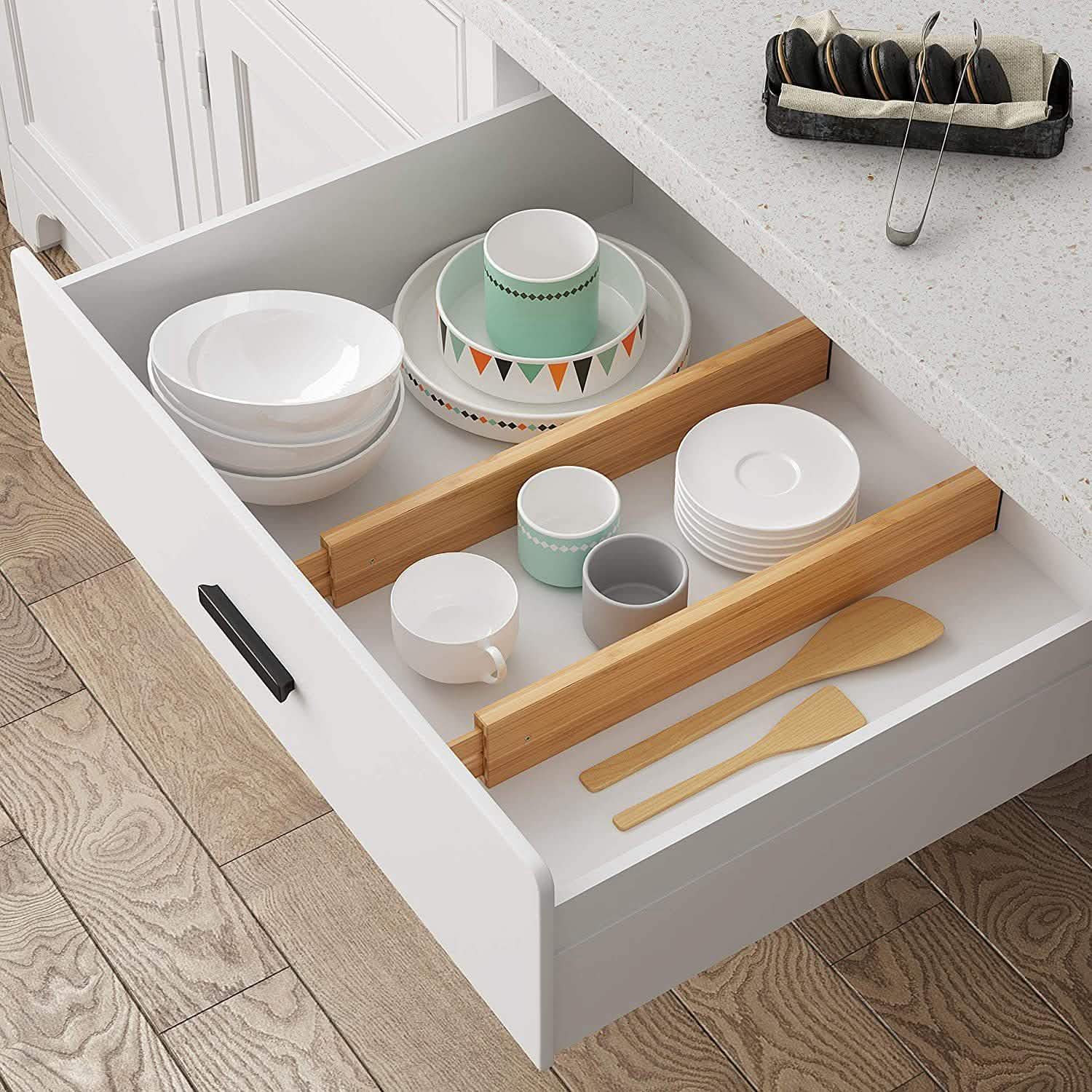 4-Piece: Adjustable Drawer Divider Storage & Organization - Tophatter Daily Deals