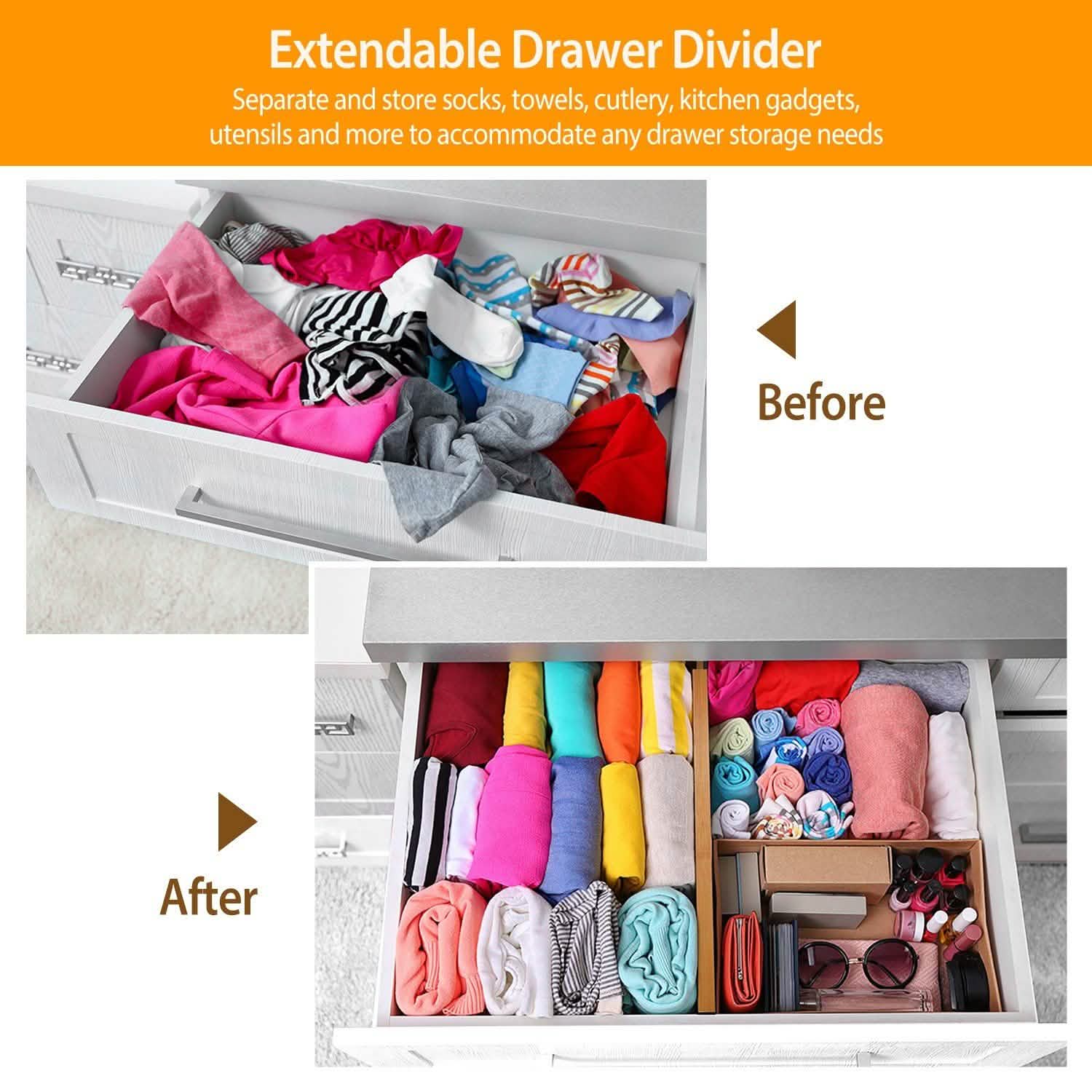 4-Piece: Adjustable Drawer Divider Storage & Organization - Tophatter Daily Deals