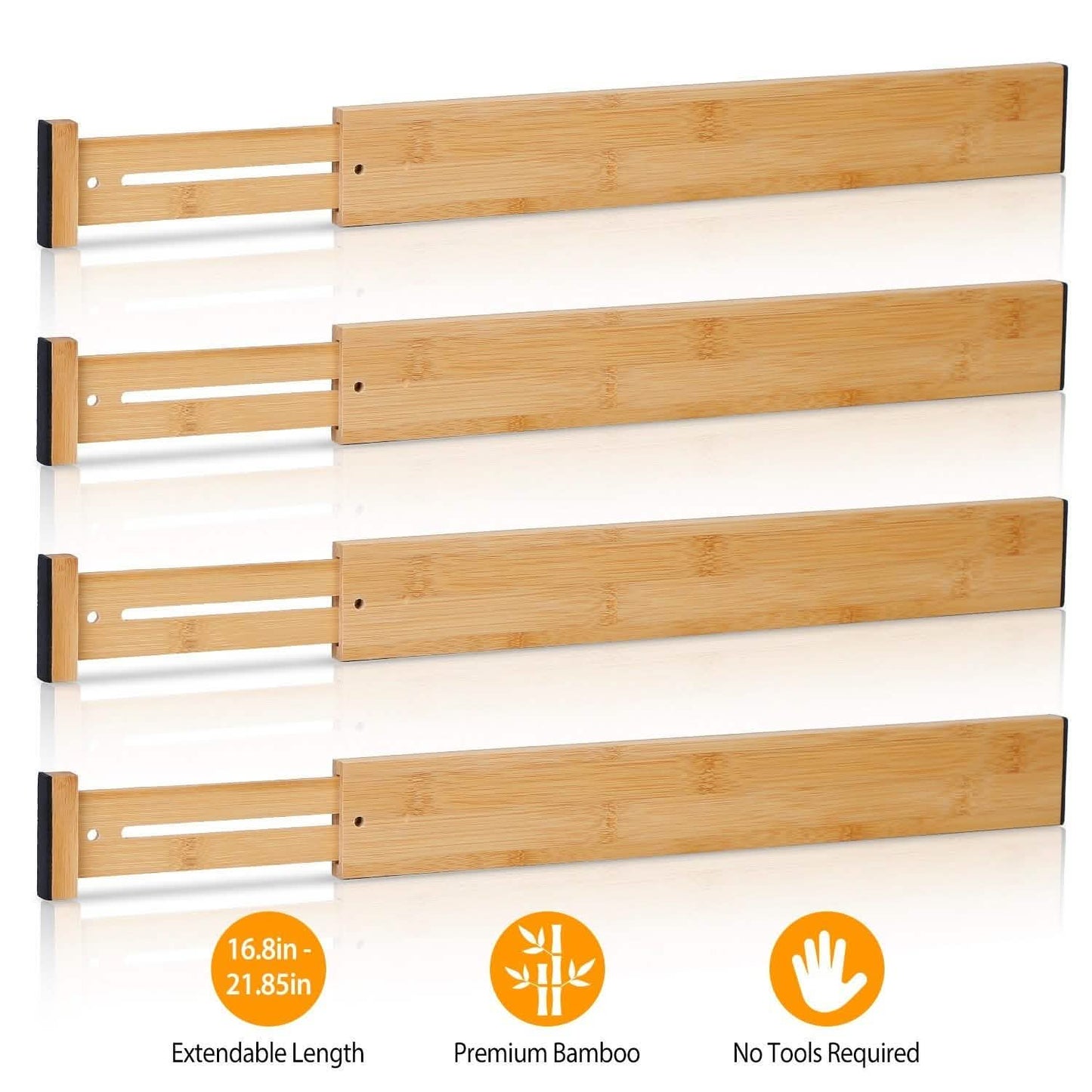 4-Piece: Adjustable Drawer Divider Storage & Organization - Tophatter Daily Deals