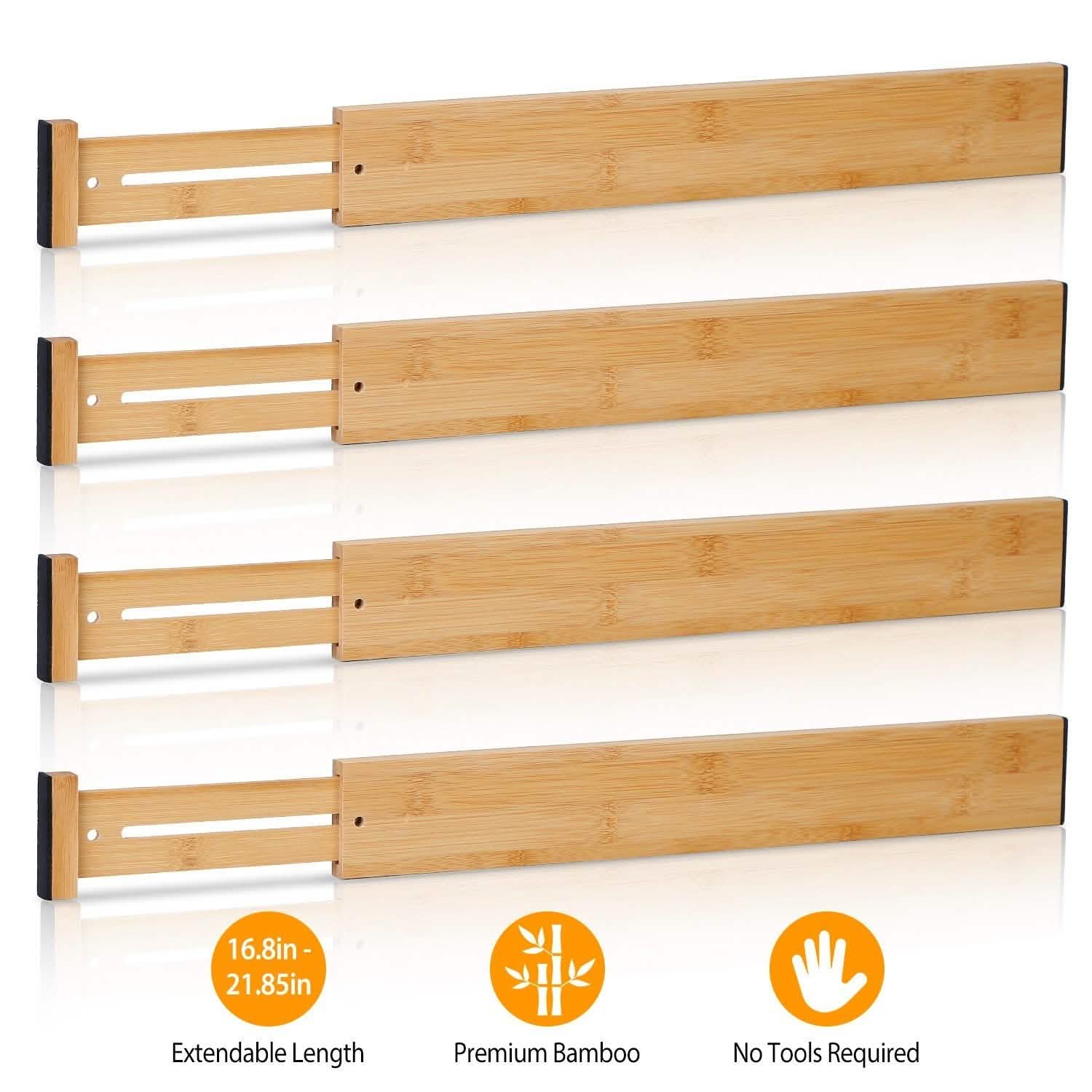 4-Piece: Adjustable Drawer Divider Storage & Organization - Tophatter Daily Deals