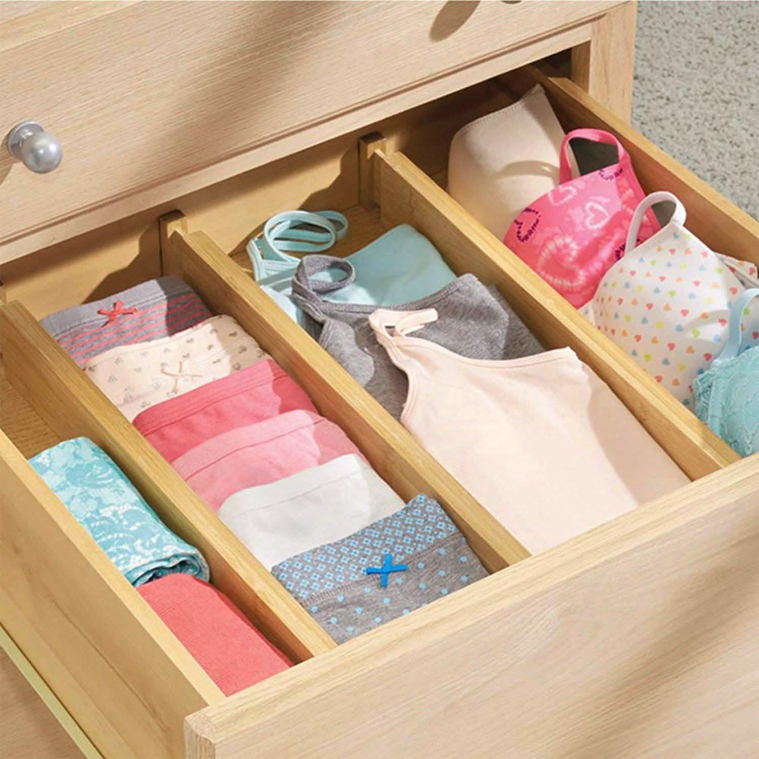 4-Piece: Adjustable Drawer Divider Storage & Organization - Tophatter Daily Deals