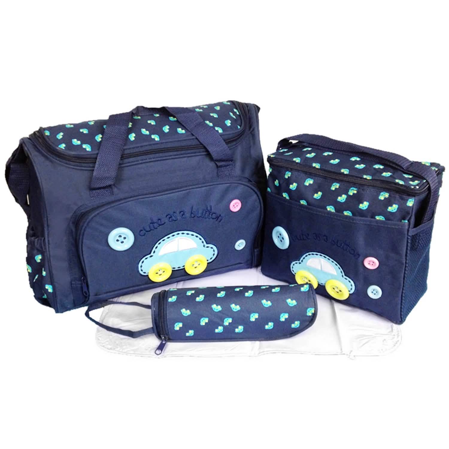 4-Piece: Baby Diaper Tote Bag Set Dark Blue Baby Gear - Tophatter Daily Deals