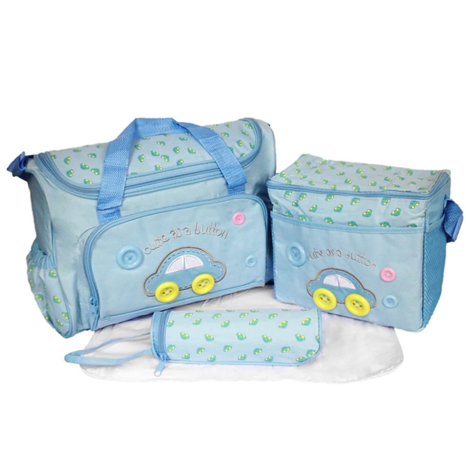 4-Piece: Baby Diaper Tote Bag Set Light Blue Baby Gear - Tophatter Daily Deals