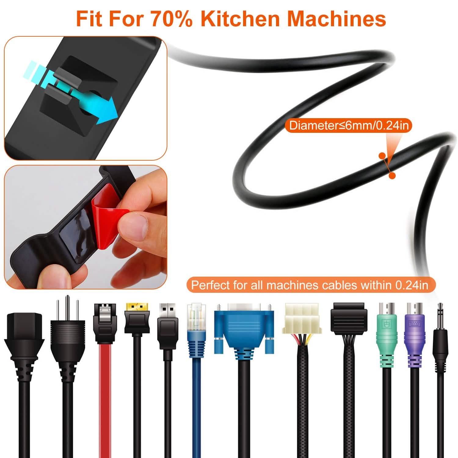 4-Piece: Cord Organizers Self-Adhesive Appliances Cord Holder Everything Else - Tophatter Daily Deals