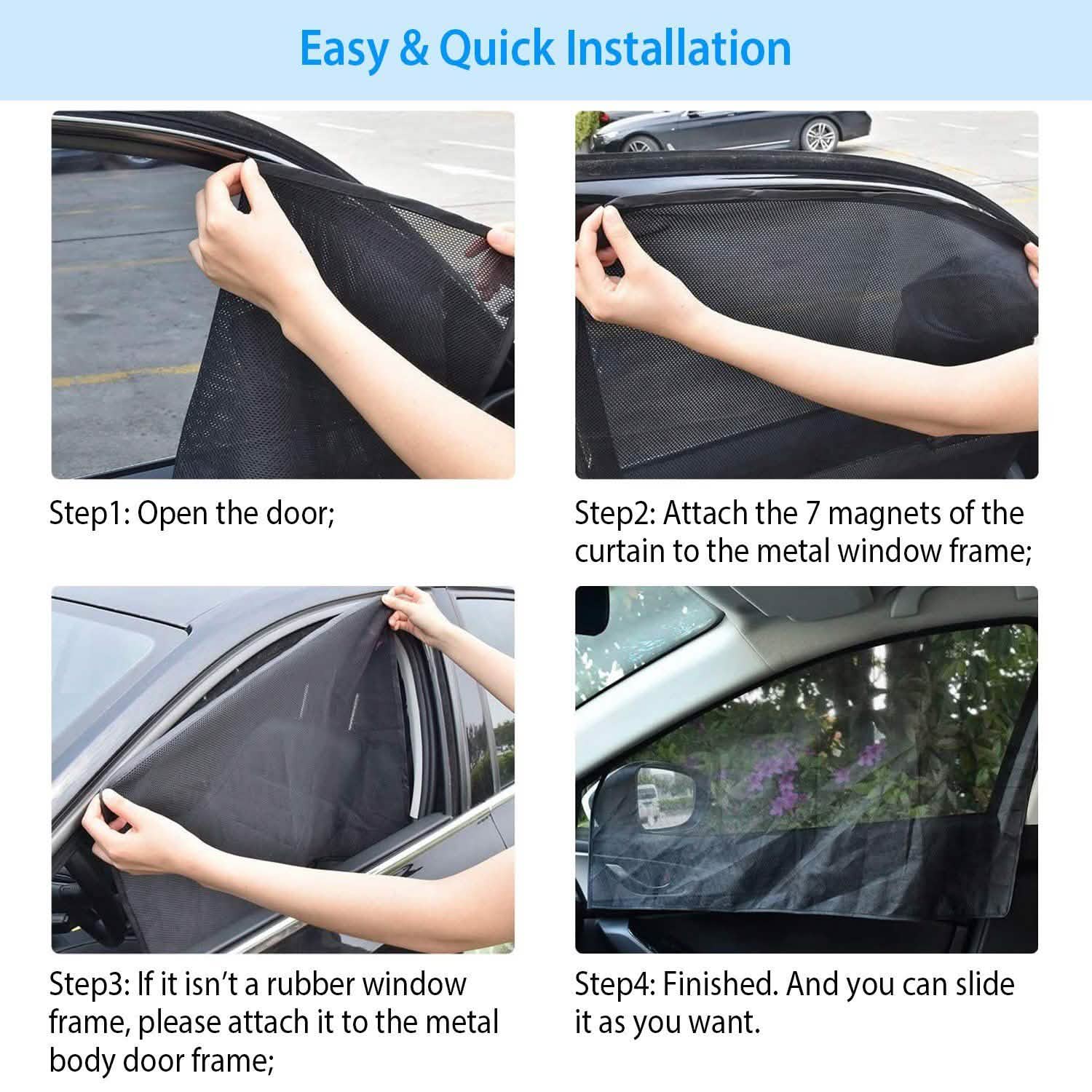 4-Piece: Front Rear Car Window Magnet Covers Automotive - Tophatter Daily Deals