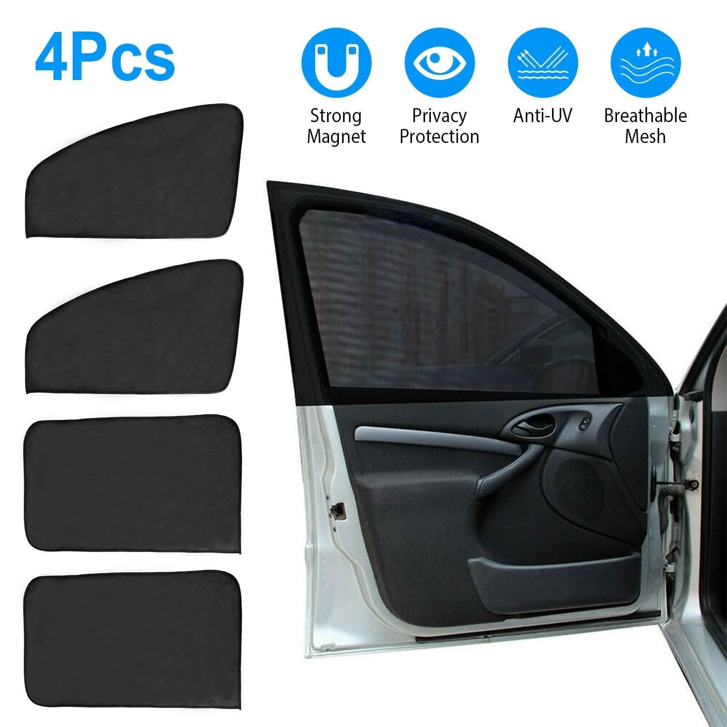 4-Piece: Front Rear Car Window Magnet Covers Automotive - Tophatter Daily Deals