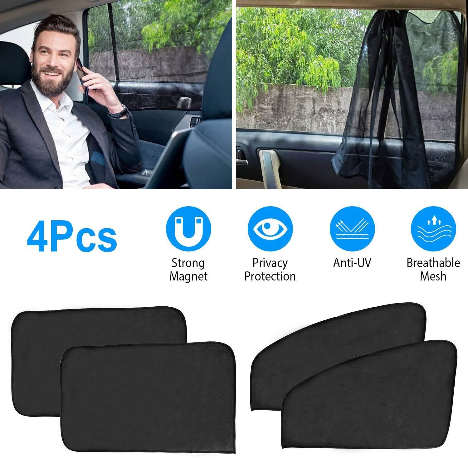 4-Piece: Front Rear Car Window Magnet Covers Automotive - Tophatter Daily Deals