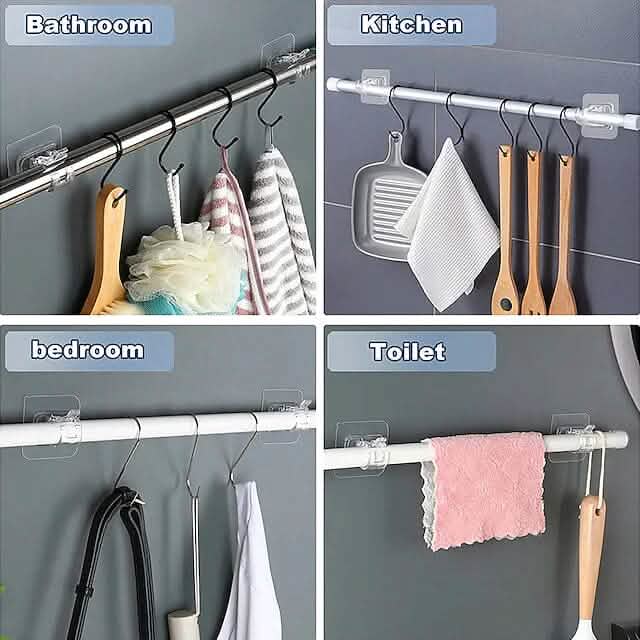 4-Piece: No Drill Curtain Rod Hook Holder Furniture & Decor - Tophatter Daily Deals