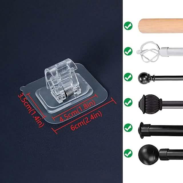 4-Piece: No Drill Curtain Rod Hook Holder Furniture & Decor - Tophatter Daily Deals