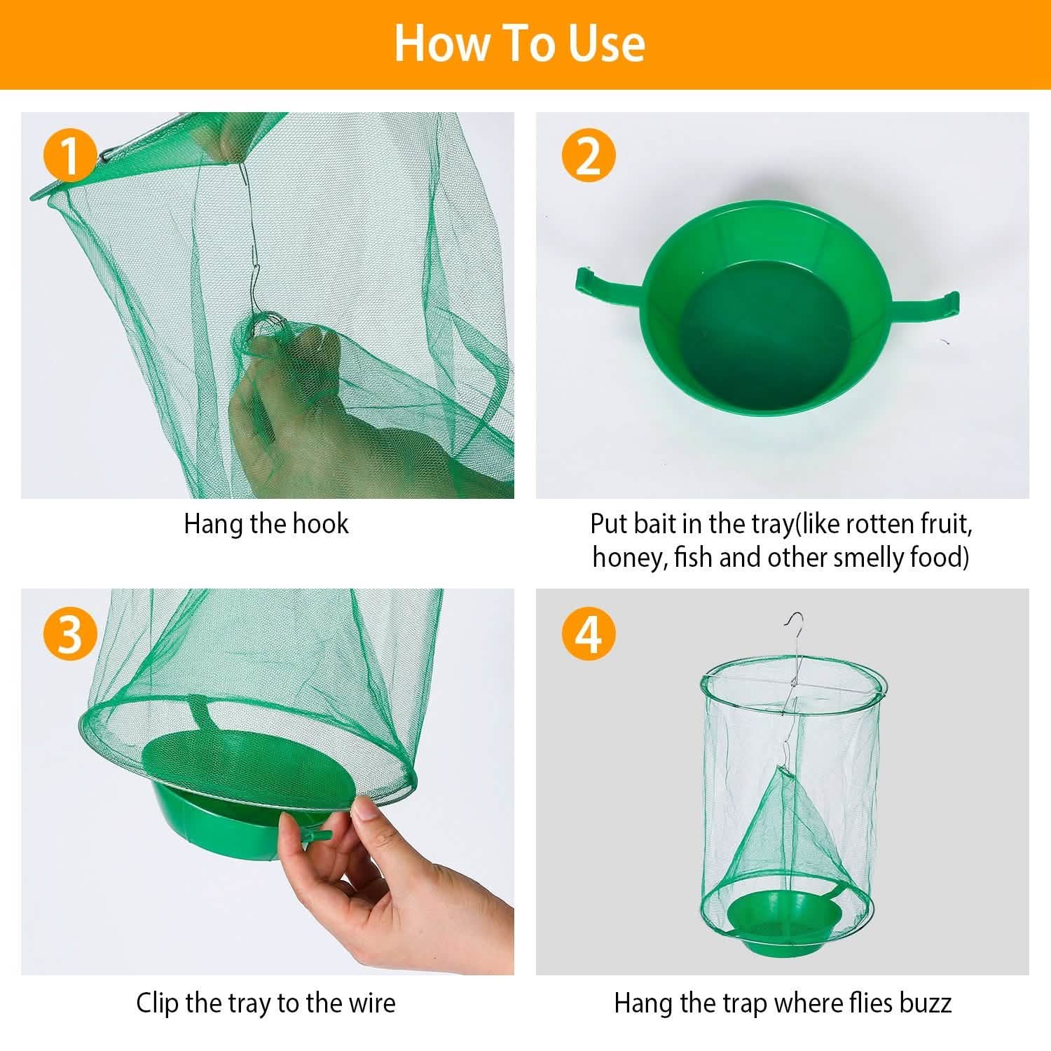 4-Piece: Ranch Fly Trap with Bait Set Pest Control - Tophatter Daily Deals