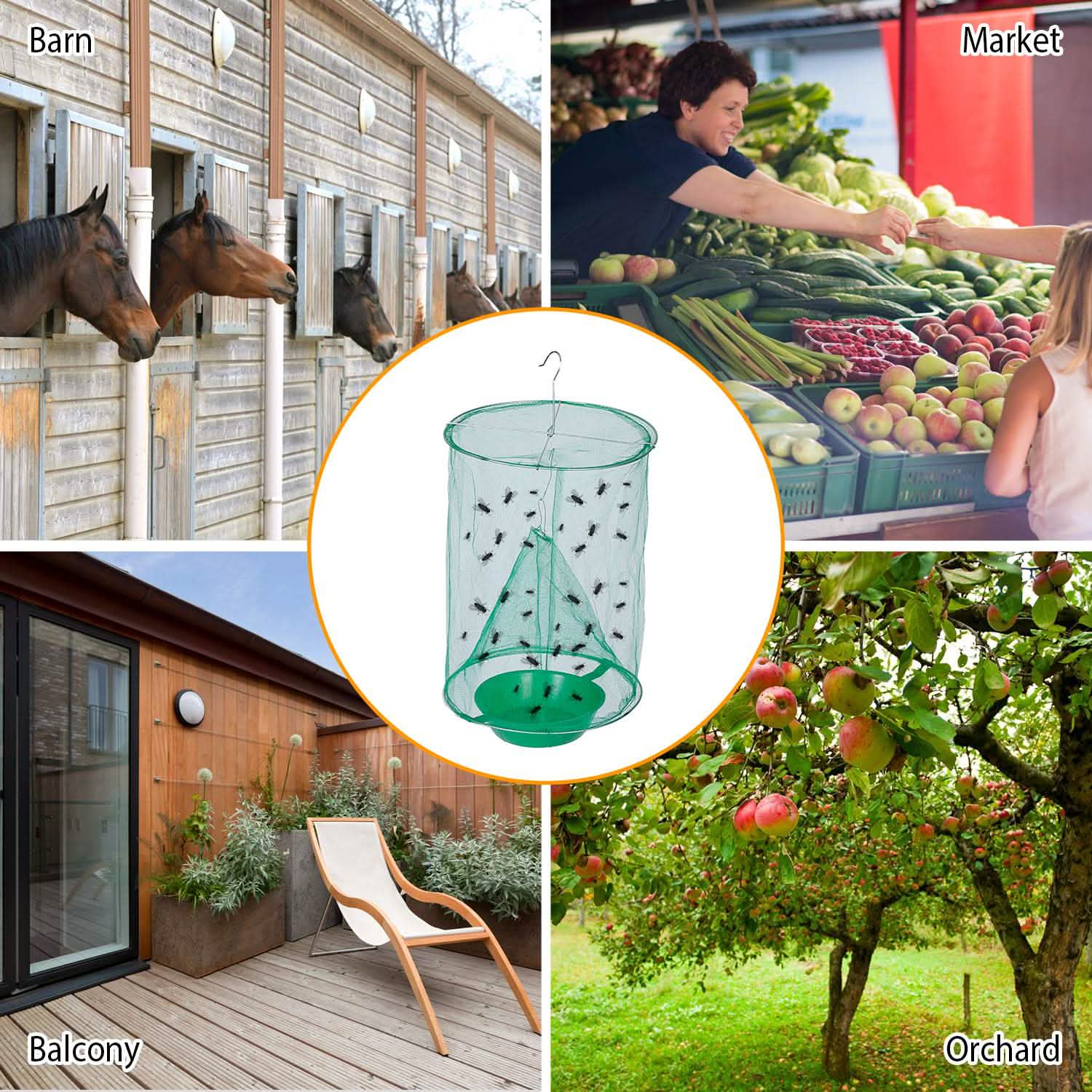 4-Piece: Ranch Fly Trap with Bait Set Pest Control - Tophatter Daily Deals