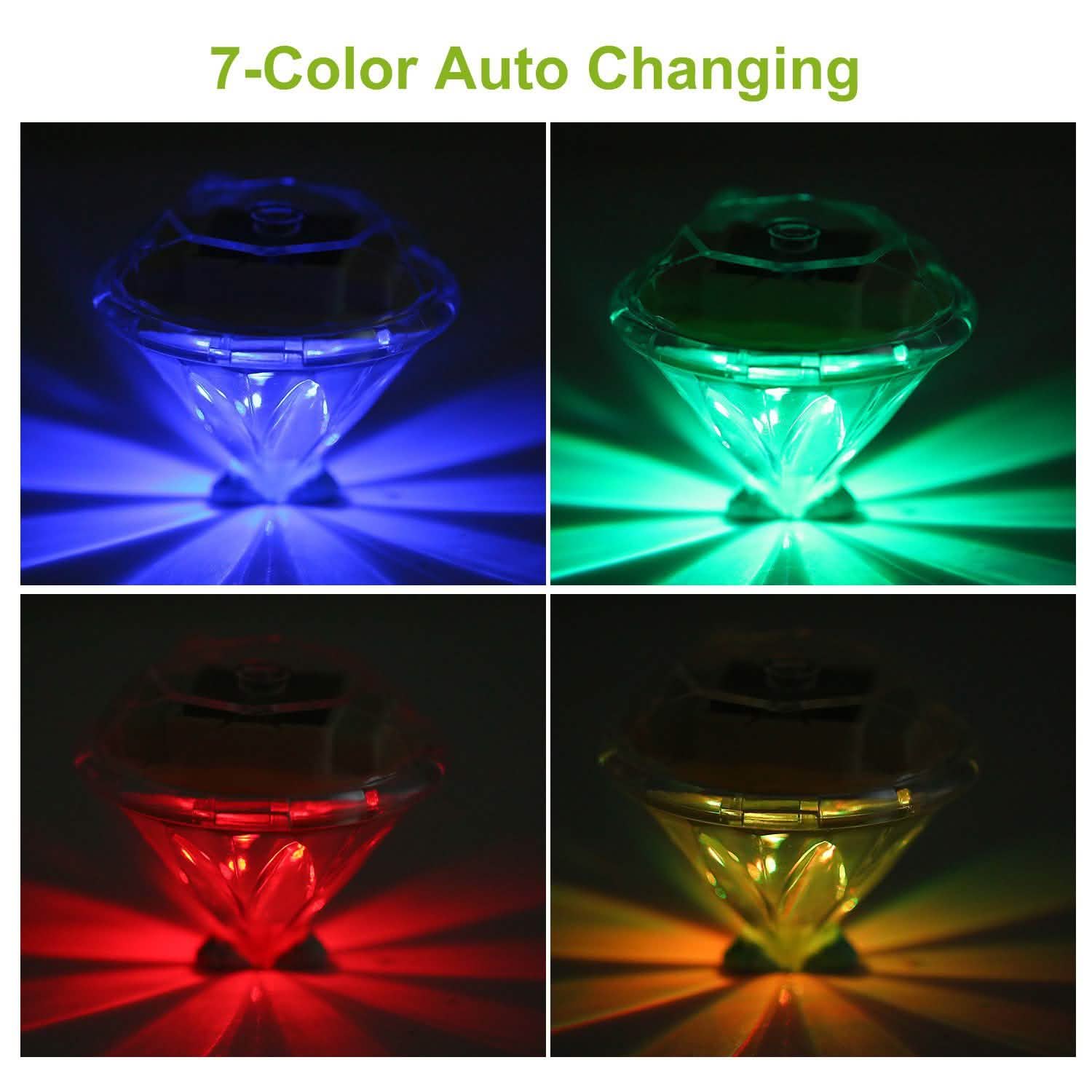 4-Piece: Solar Diamond LED Light Pathway Stake Decorative Lamp String & Fairy Lights - Tophatter Daily Deals