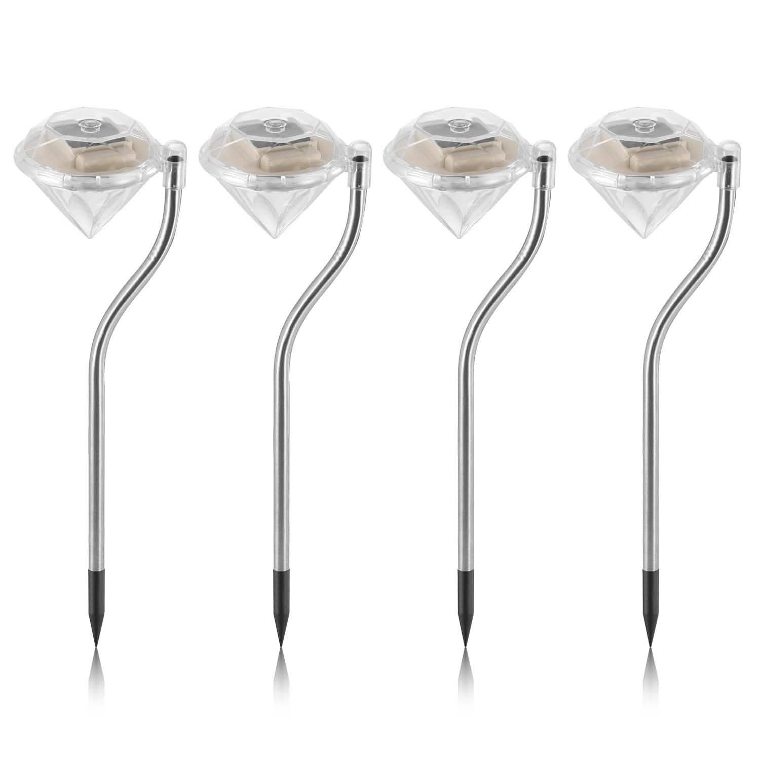 4-Piece: Solar Diamond LED Light Pathway Stake Decorative Lamp String & Fairy Lights - Tophatter Daily Deals