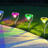 4-Piece: Solar Diamond LED Light Pathway Stake Decorative Lamp String & Fairy Lights - Tophatter Daily Deals