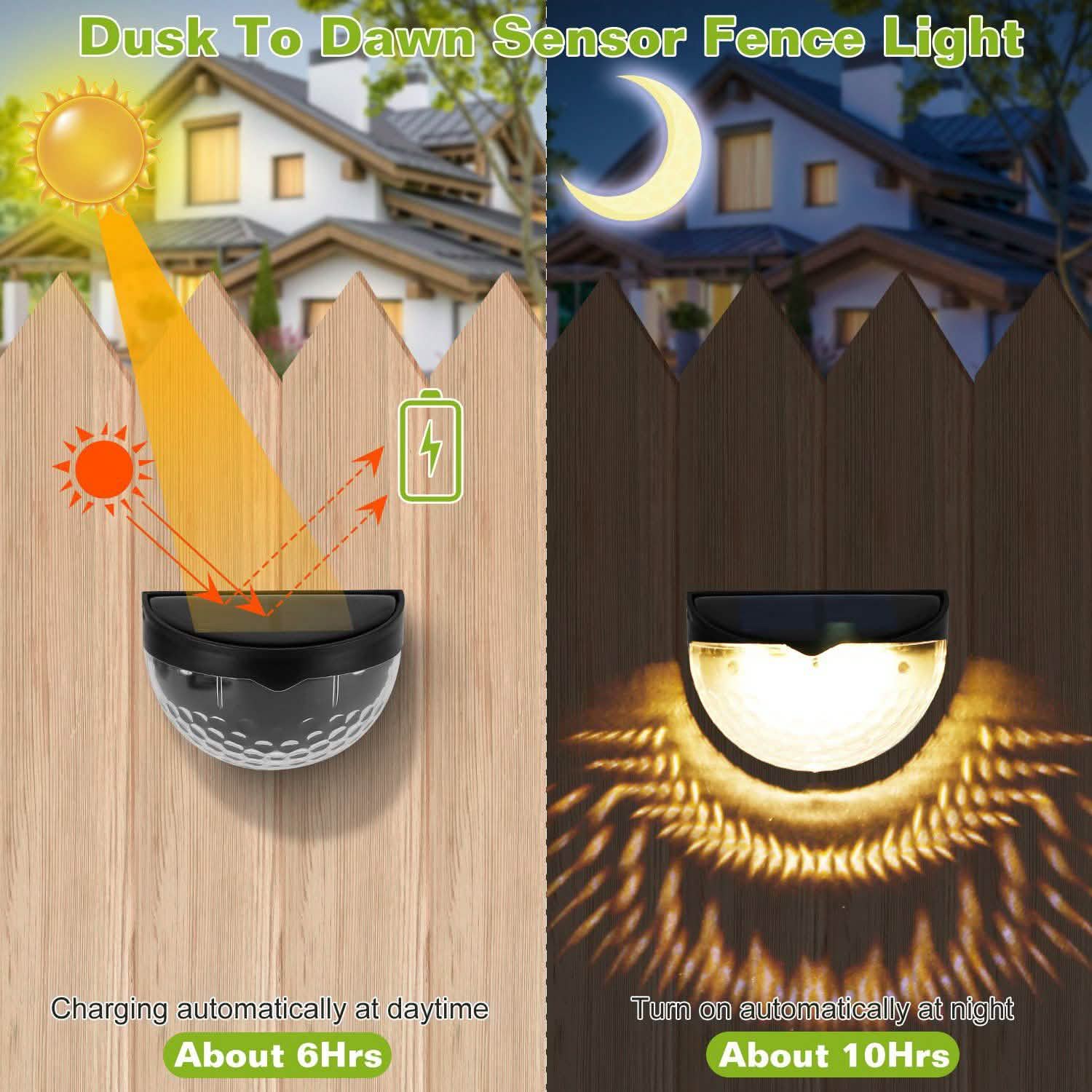 4-Piece: Solar Fence Outdoor Lights Outdoor Lighting - Tophatter Daily Deals