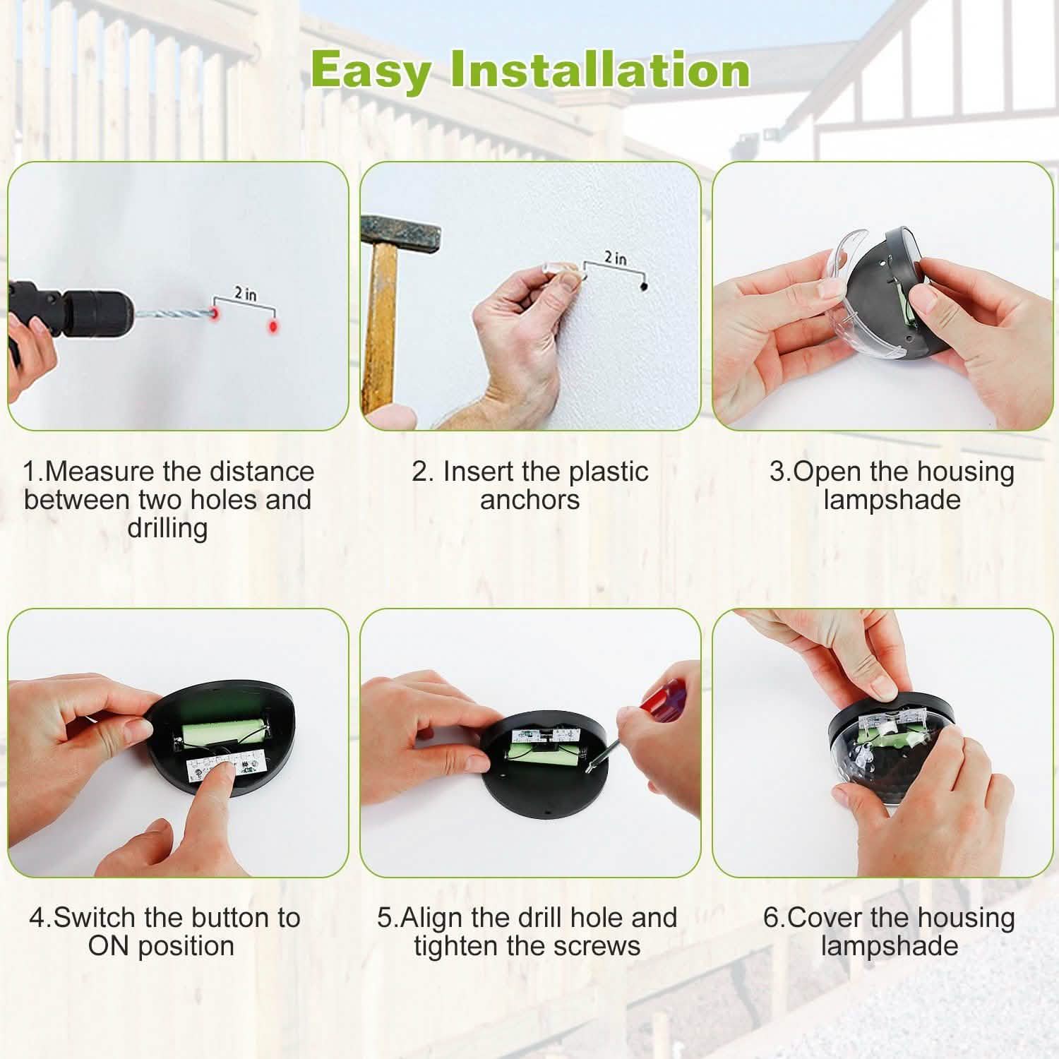 4-Piece: Solar Fence Outdoor Lights Outdoor Lighting - Tophatter Daily Deals