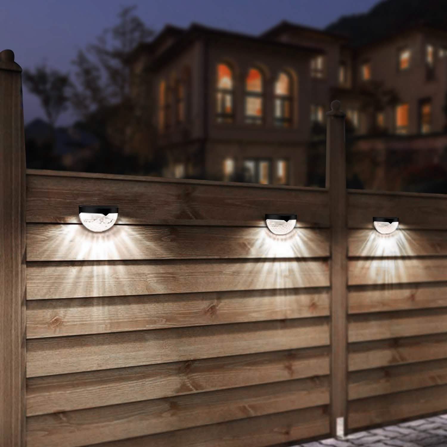 4-Piece: Solar Fence Outdoor Lights Outdoor Lighting - Tophatter Daily Deals