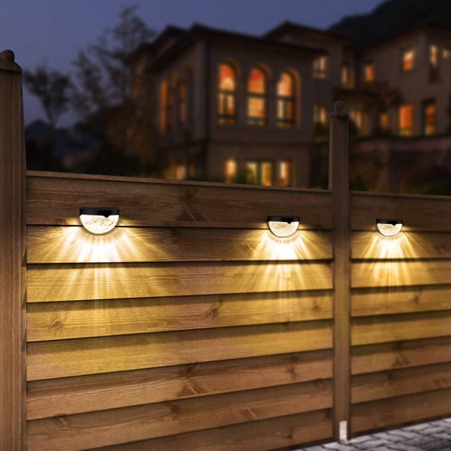 4-Piece: Solar Fence Outdoor Lights Outdoor Lighting - Tophatter Daily Deals