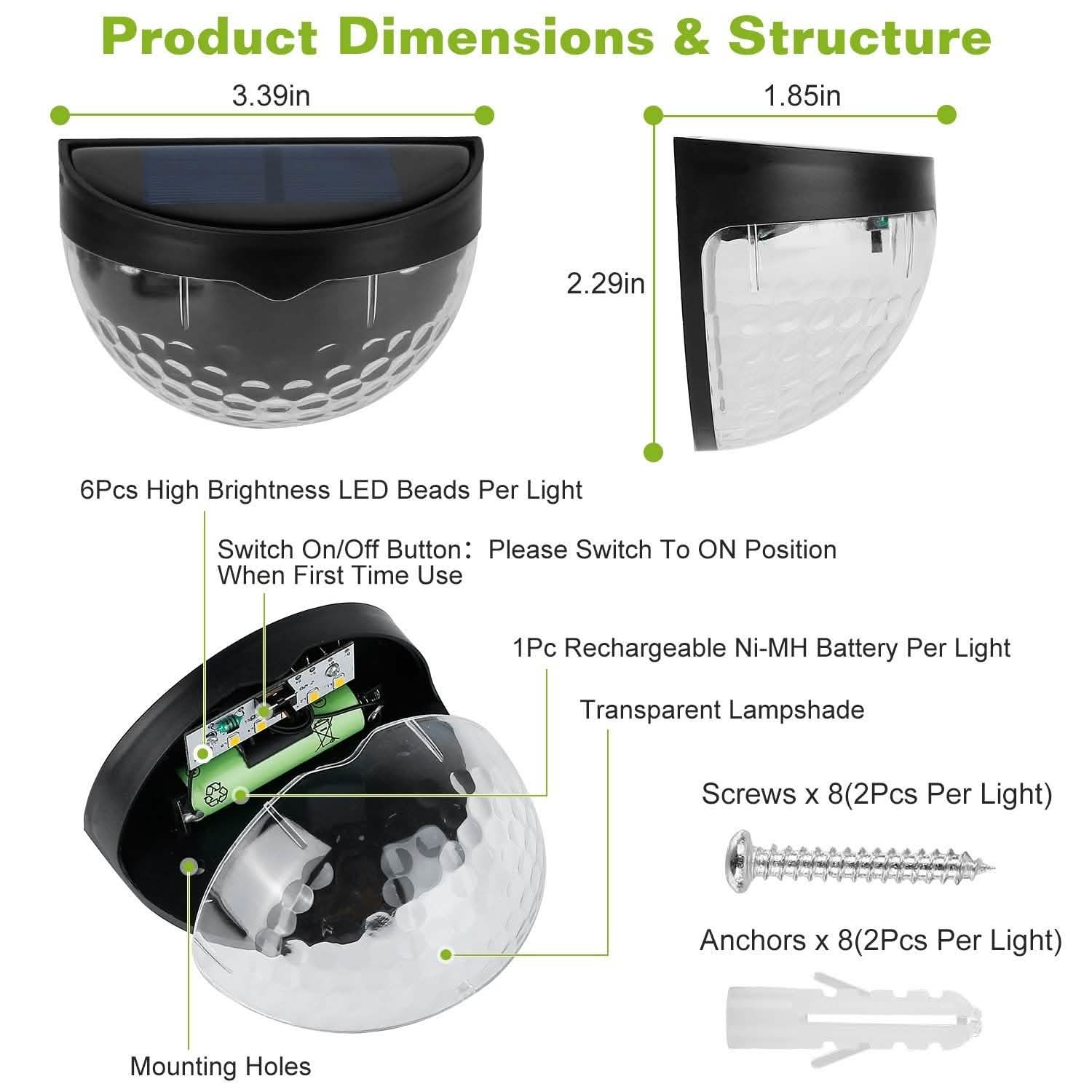 4-Piece: Solar Fence Outdoor Lights Outdoor Lighting - Tophatter Daily Deals