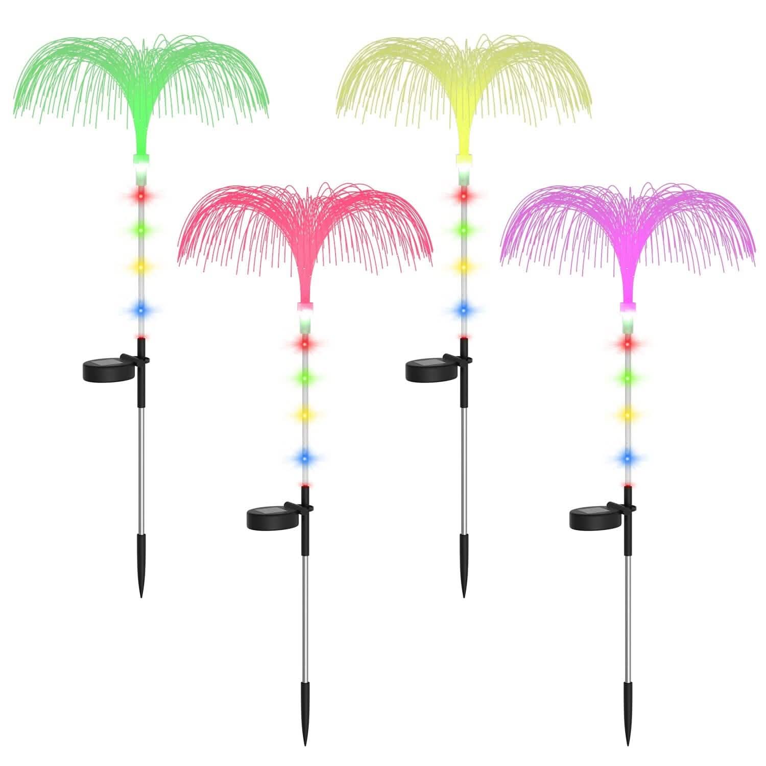 4-Piece: Solar Powered Jellyfish Lights Outdoor Lighting - Tophatter Daily Deals