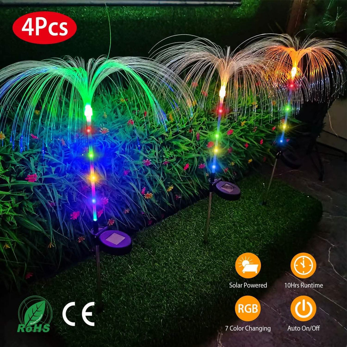 4-Piece: Solar Powered Jellyfish Lights Outdoor Lighting - Tophatter Daily Deals