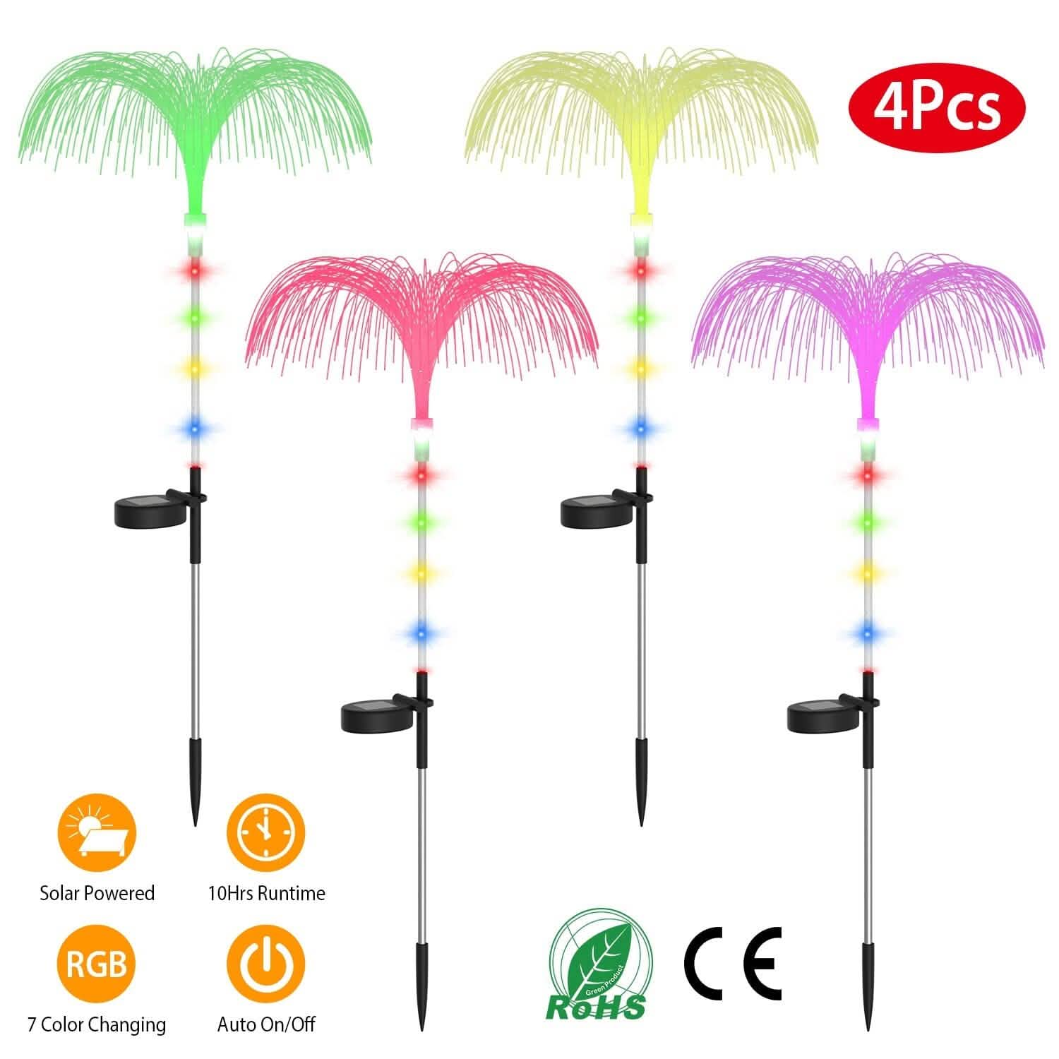 4-Piece: Solar Powered Jellyfish Lights Outdoor Lighting - Tophatter Daily Deals