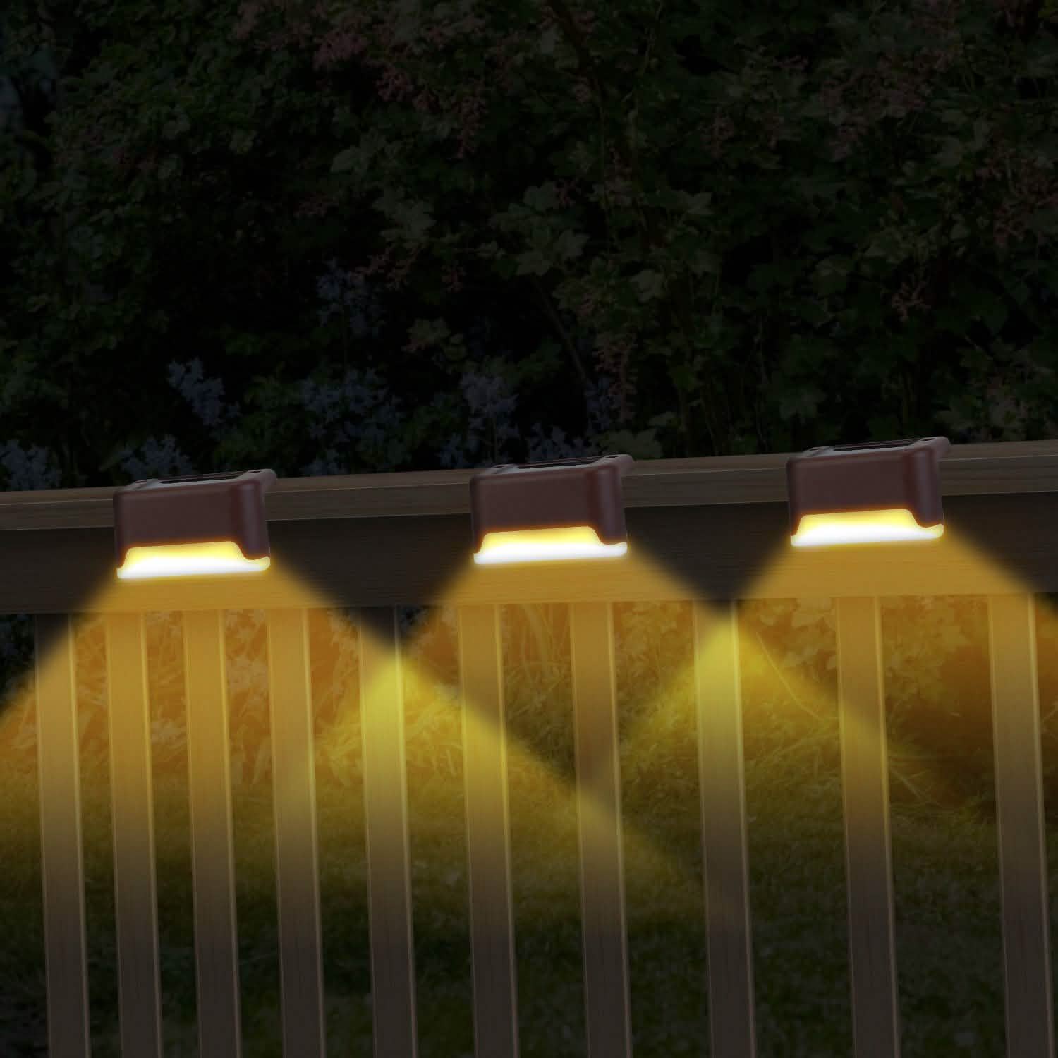 4-Piece: Solar Powered LED Step Lights Outdoor Lighting - Tophatter Daily Deals