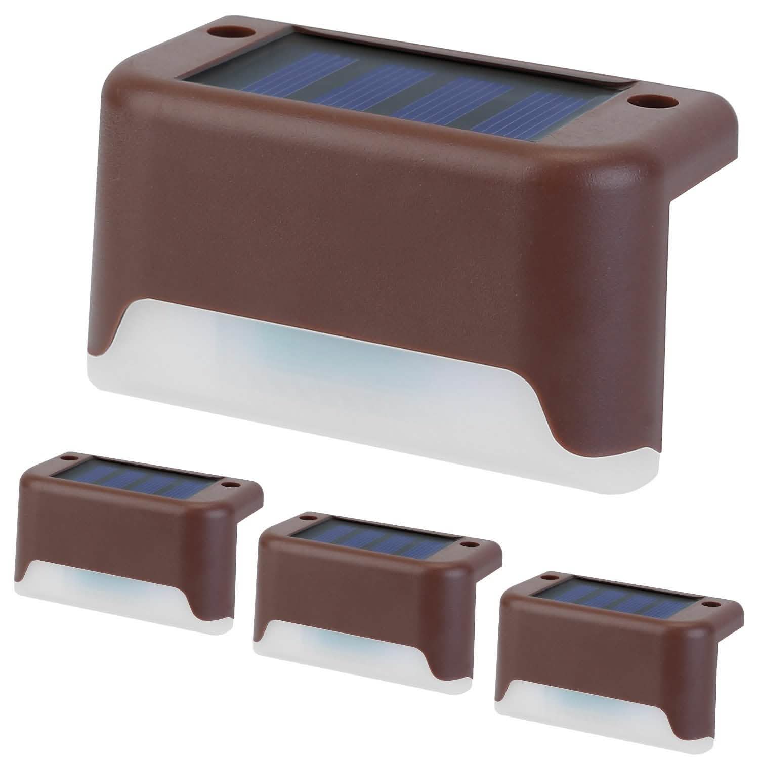 4-Piece: Solar Powered LED Step Lights Outdoor Lighting - Tophatter Daily Deals