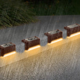 4-Piece: Solar Powered LED Step Lights Solar Outdoor Lights - Tophatter Daily Deals