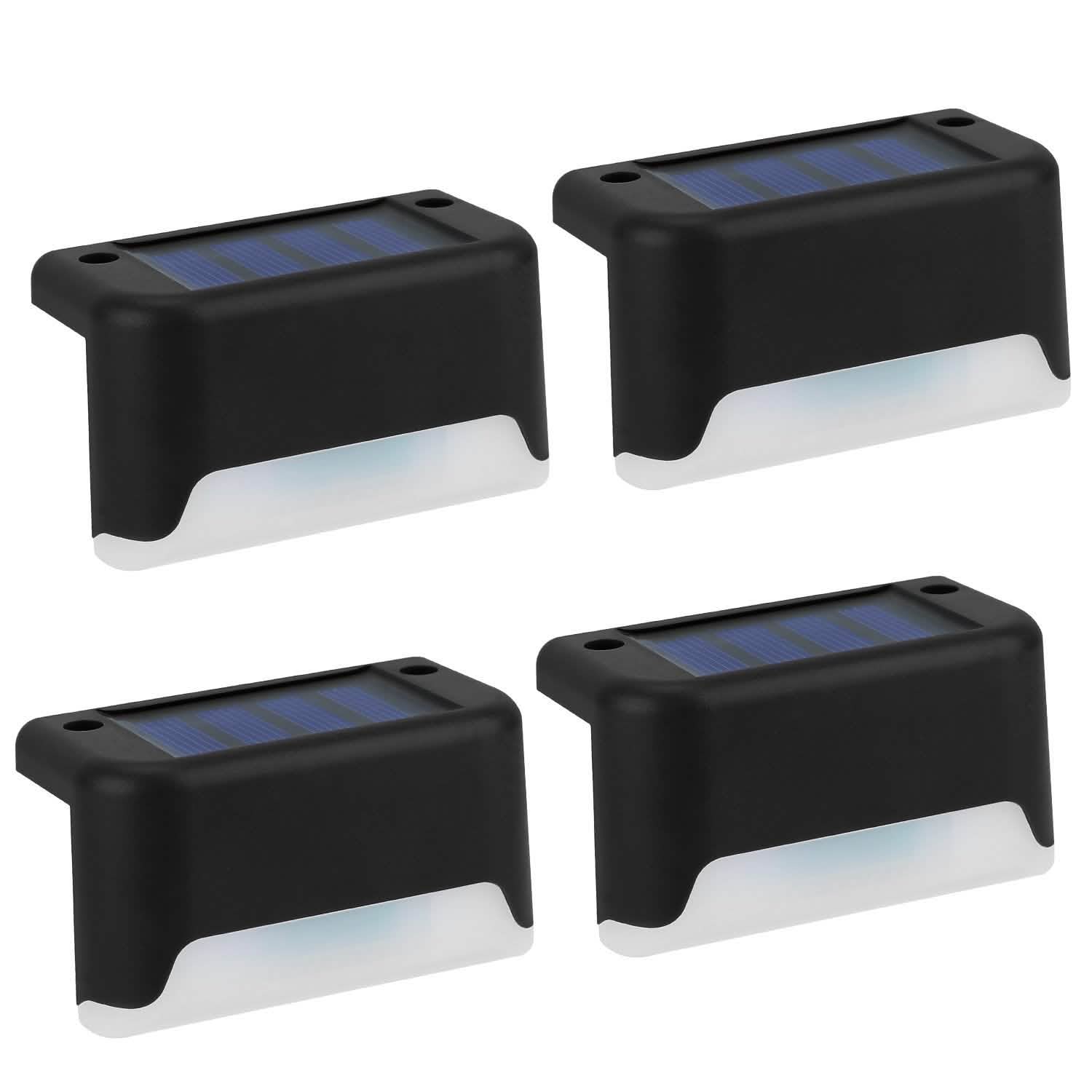 4-Piece: Solar Powered LED Step Lights Outdoor Lighting - Tophatter Daily Deals