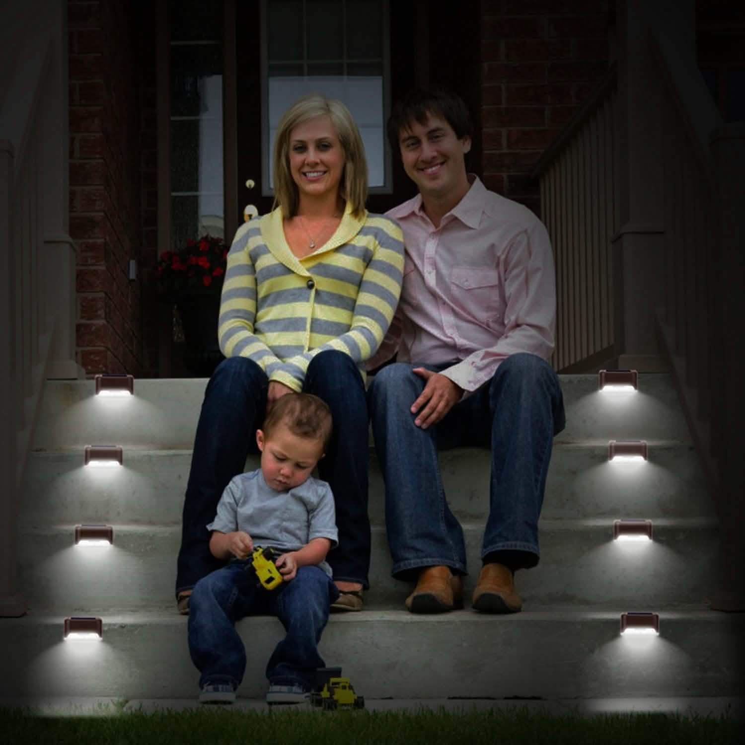 4-Piece: Solar Powered LED Step Lights Outdoor Lighting - Tophatter Daily Deals