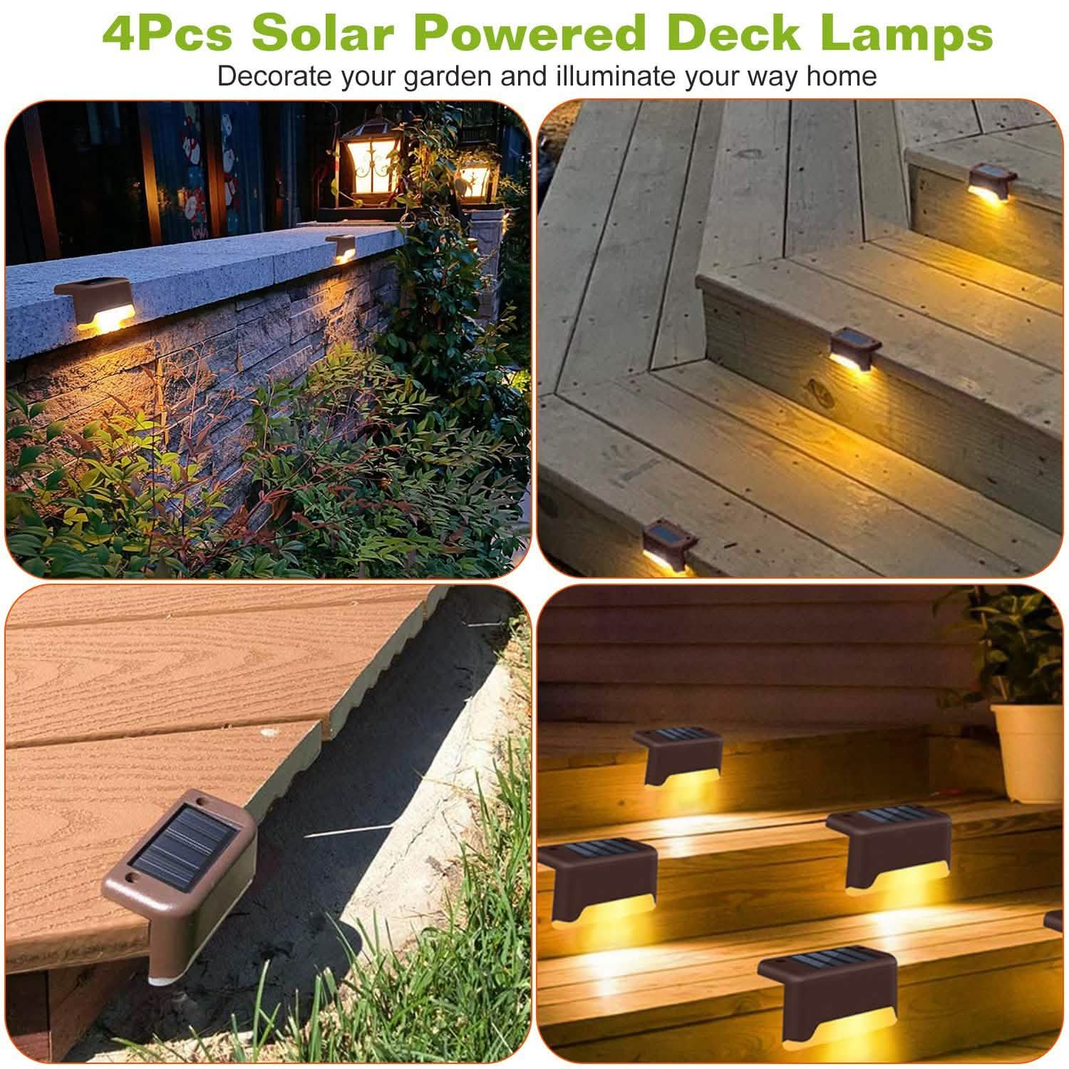 4-Piece: Solar Powered LED Step Lights Outdoor Lighting - Tophatter Daily Deals