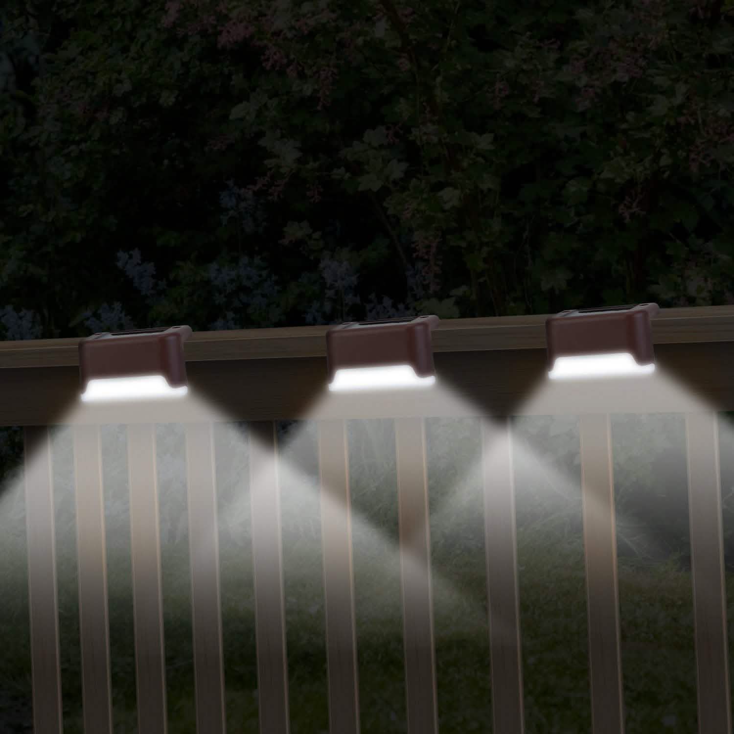4-Piece: Solar Powered LED Step Lights Outdoor Lighting - Tophatter Daily Deals