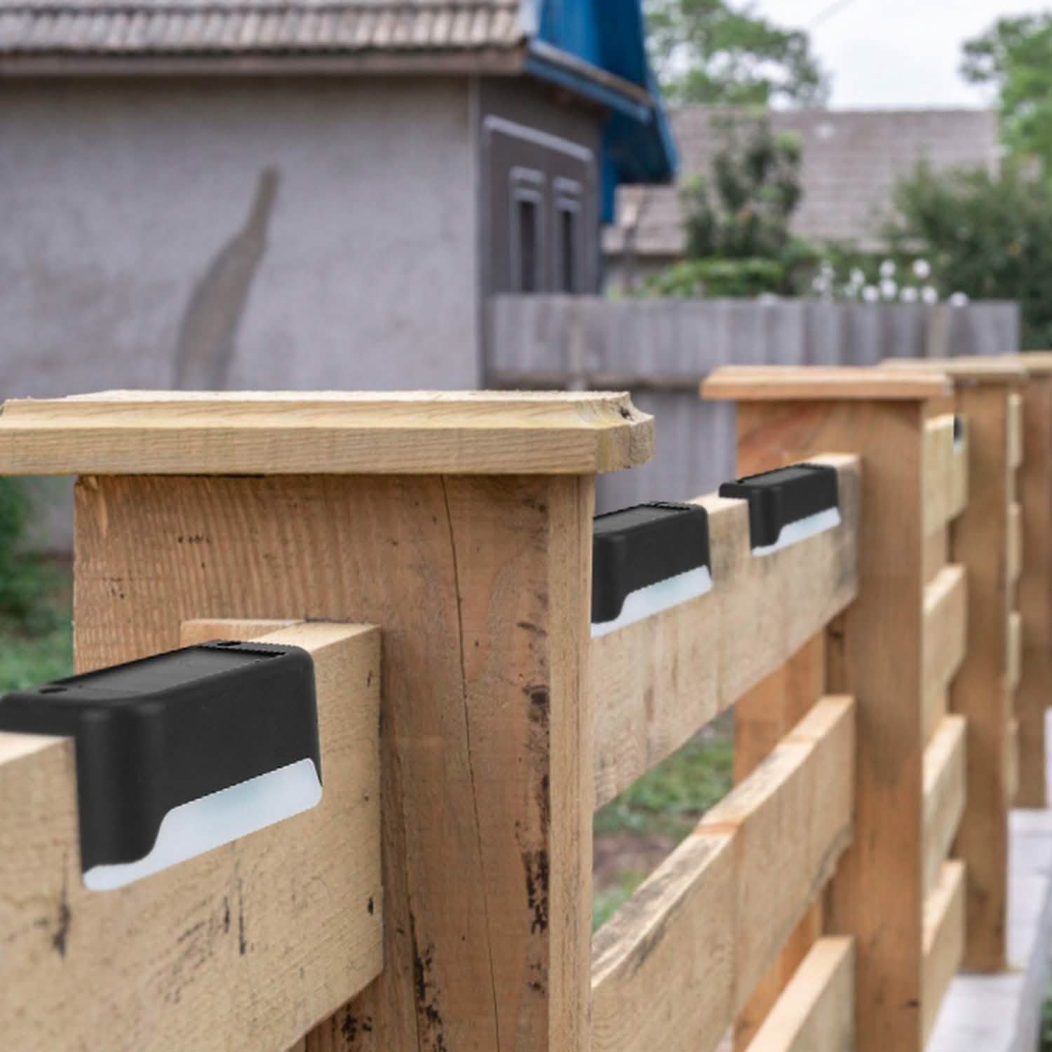 4-Piece: Solar Powered LED Step Lights Outdoor Lighting - Tophatter Daily Deals