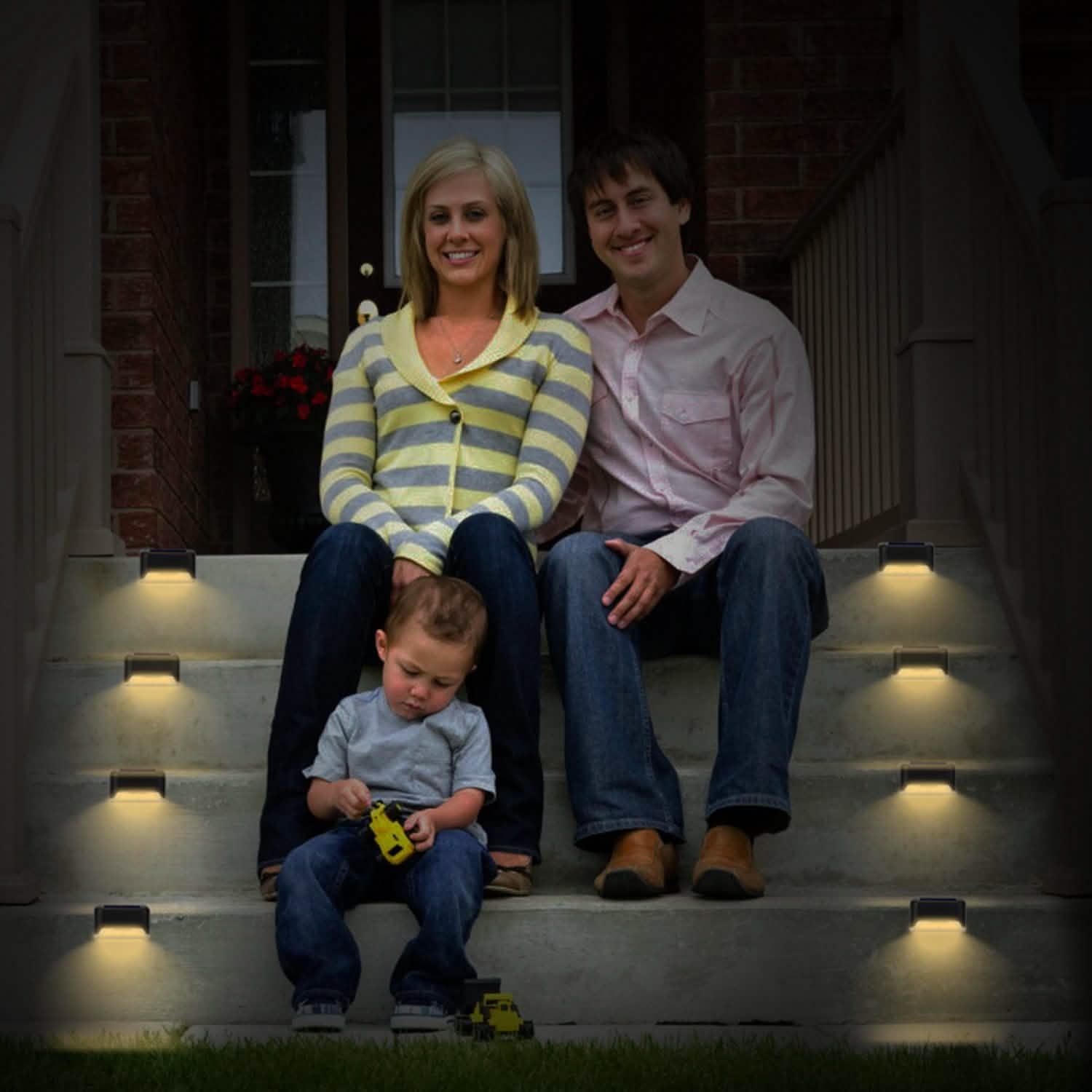 4-Piece: Solar Powered LED Step Lights Outdoor Lighting - Tophatter Daily Deals