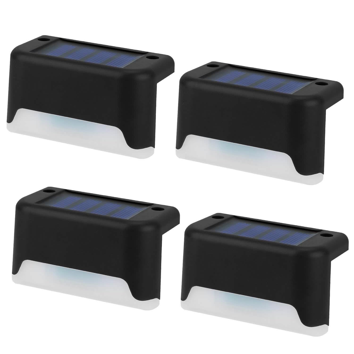4-Piece: Solar Powered LED Step Lights Outdoor Lighting - Tophatter Daily Deals